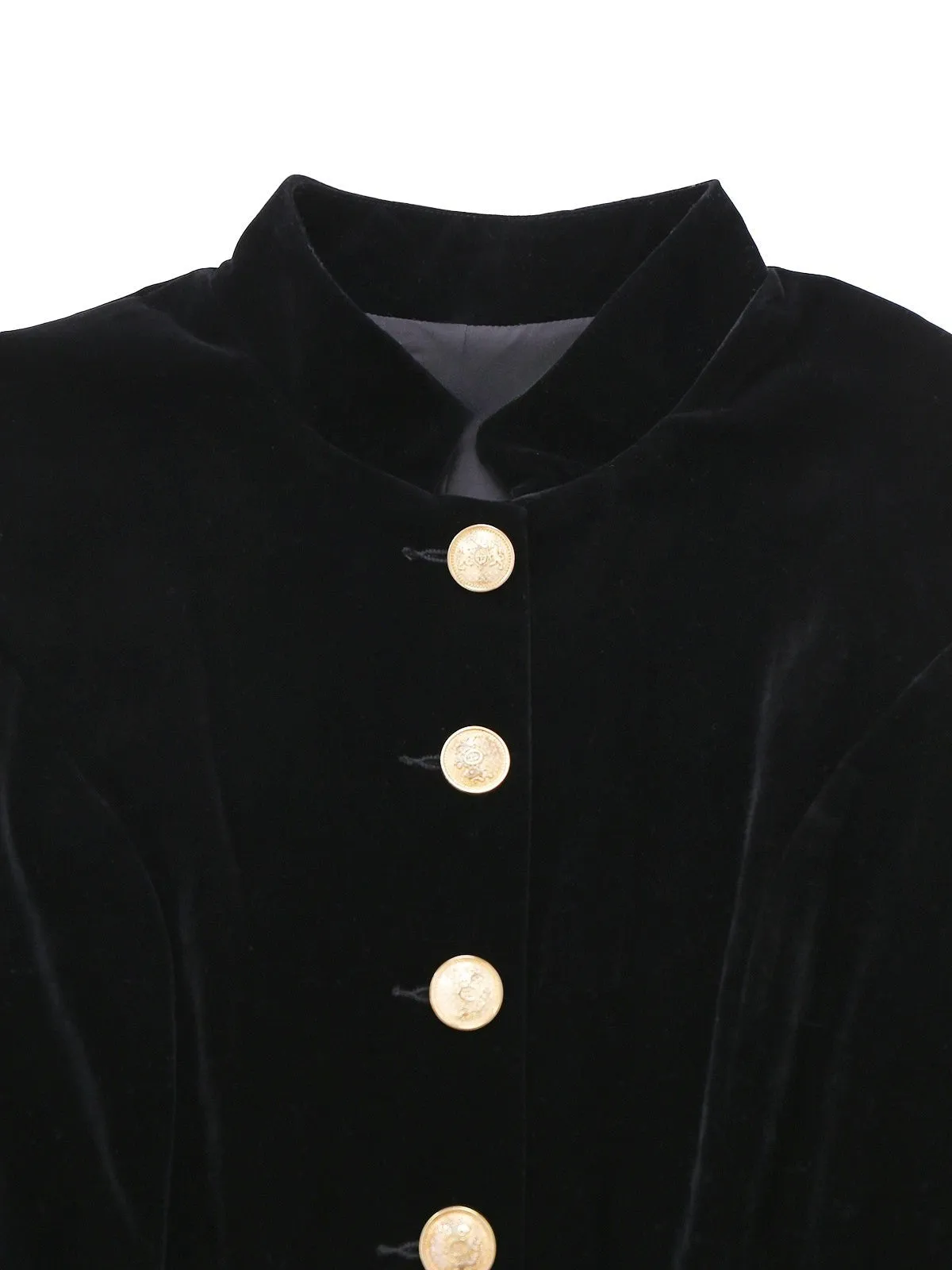 Black 1950s Velvet Stand Collar Dress sold by Retro Stage product image thumbnail 3