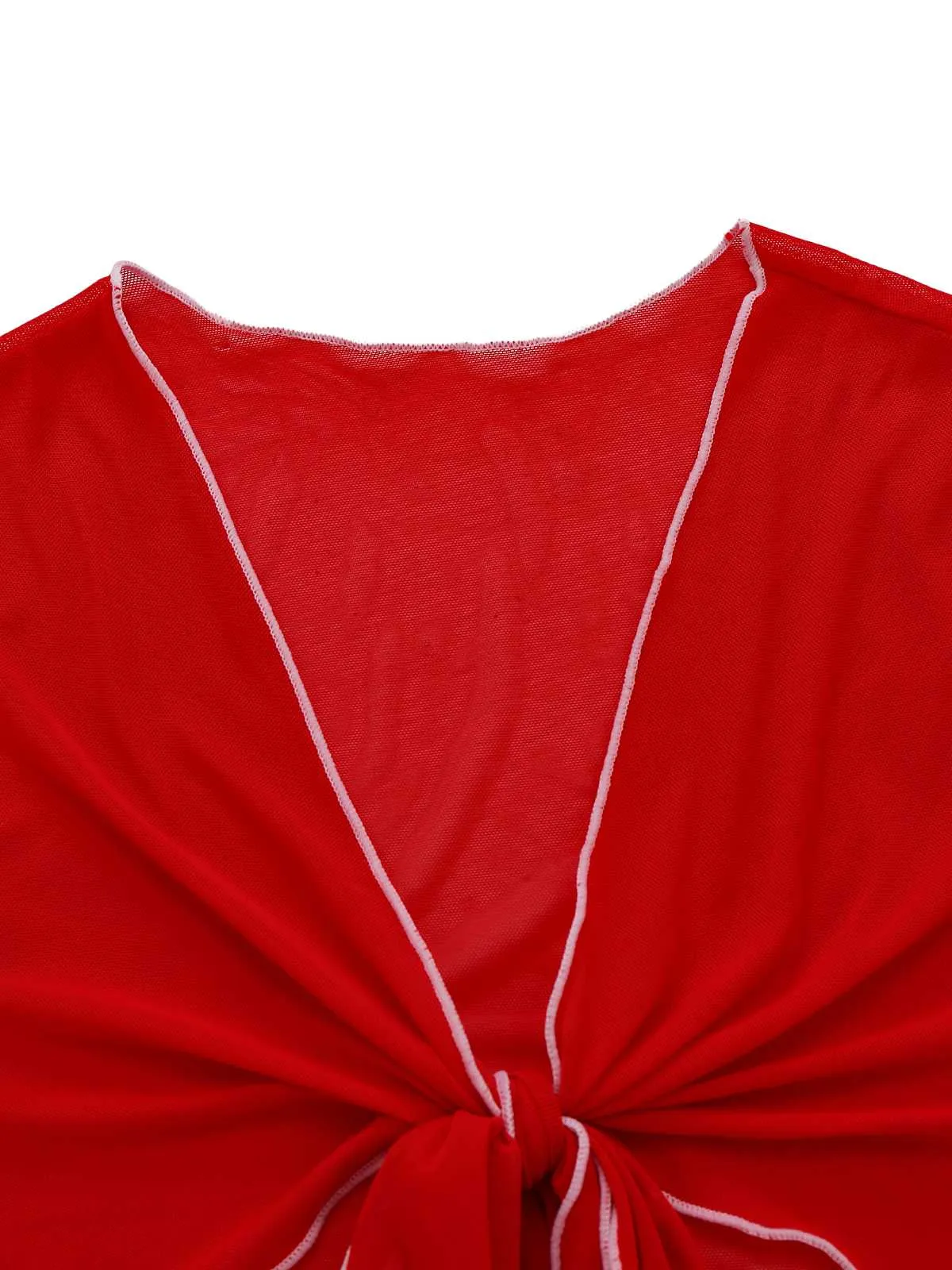 Red 1960s Heart Lace Cropped Pajama Set sold by Retro Stage product image thumbnail 3
