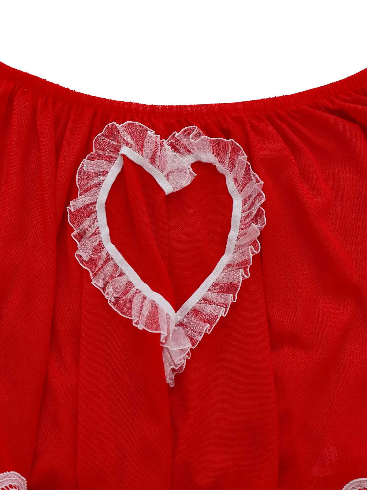 Red 1960s Heart Lace Cropped Pajama Set sold by Retro Stage product image thumbnail 5