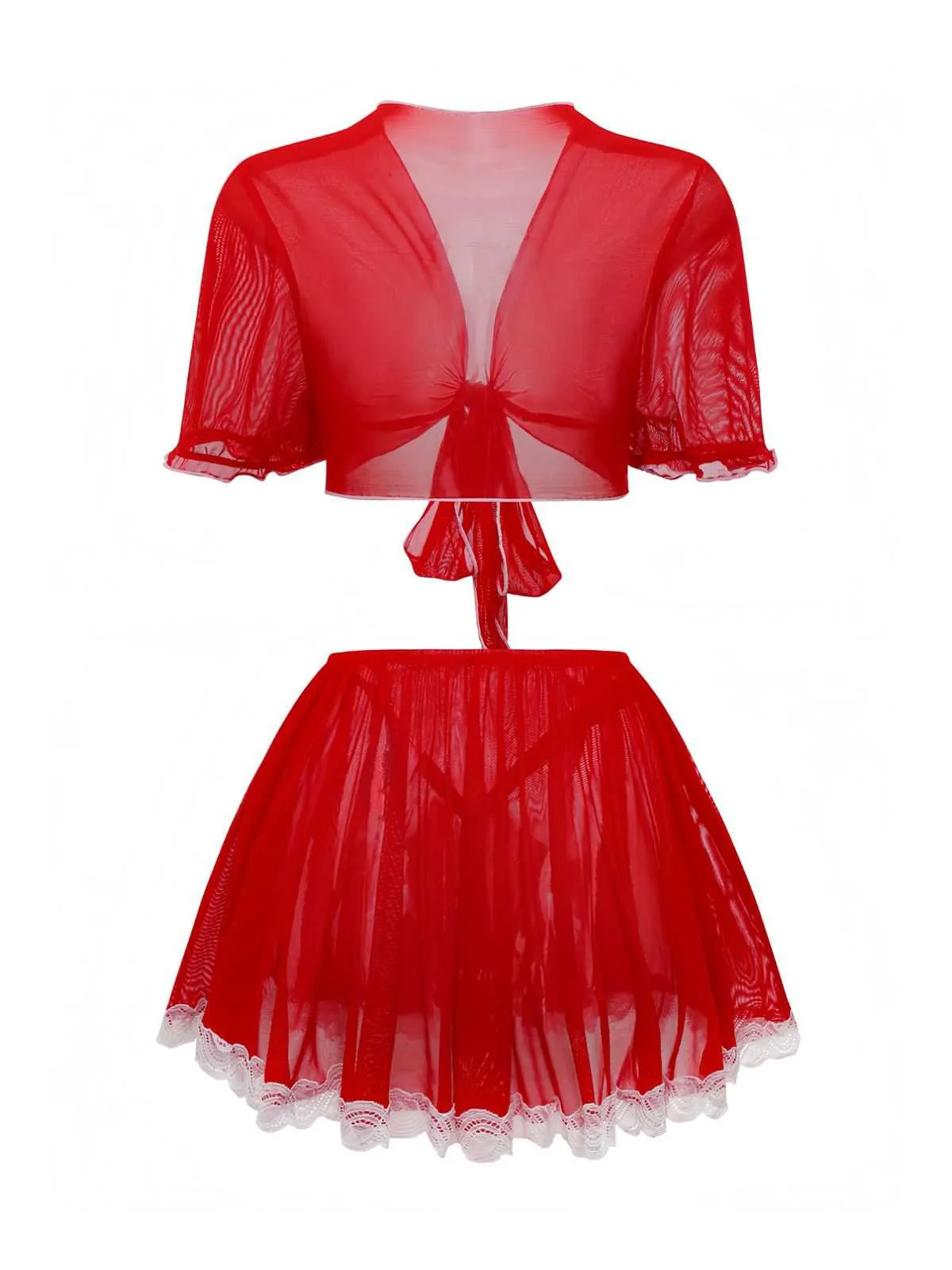 Red 1960s Heart Lace Cropped Pajama Set sold by Retro Stage product image thumbnail 2