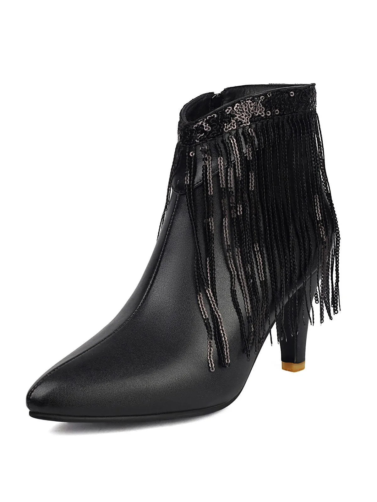 Metallic Tassel Pointed Toe Stiletto Chelsea Boots sold by Retro Stage product image thumbnail 3