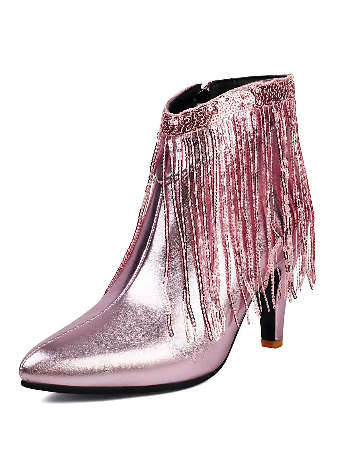 Metallic Tassel Pointed Toe Stiletto Chelsea Boots sold by Retro Stage product image thumbnail 5