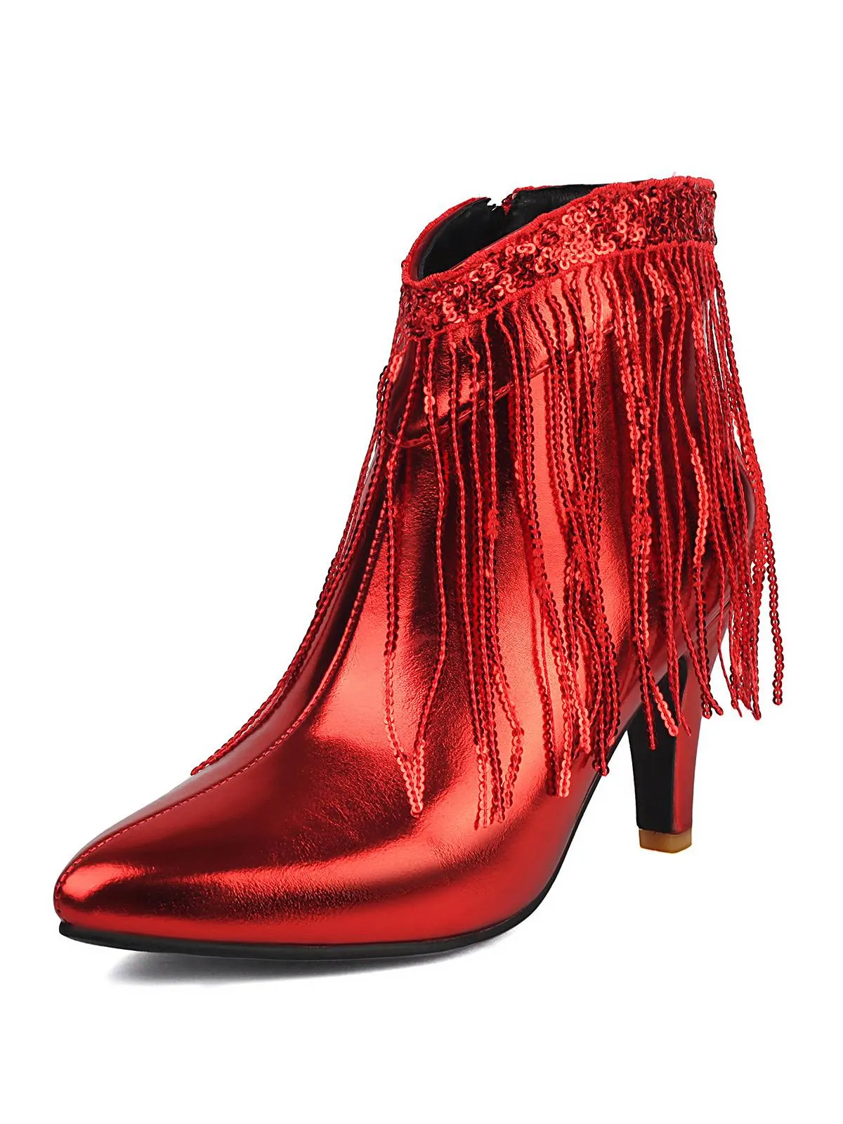 Metallic Tassel Pointed Toe Stiletto Chelsea Boots sold by Retro Stage product image thumbnail 4