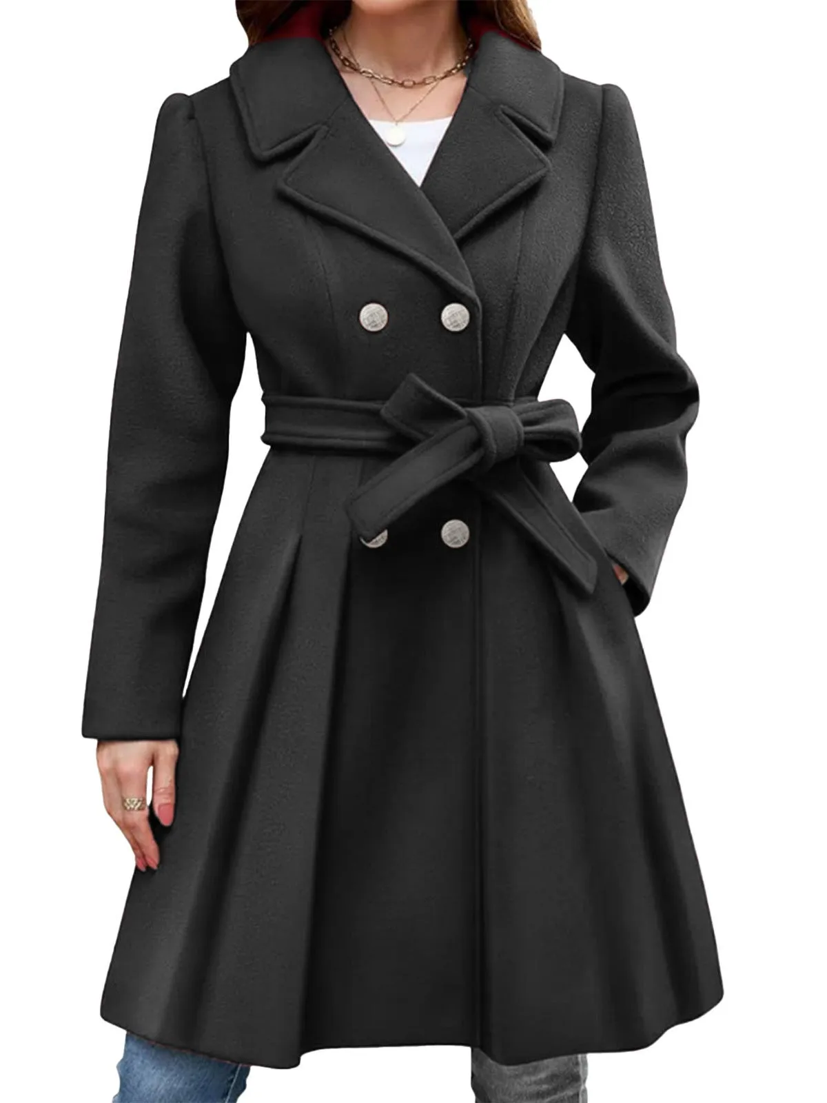 1950s Solid Notched Collar Double-Breasted Coat sold by Retro Stage product image thumbnail 2
