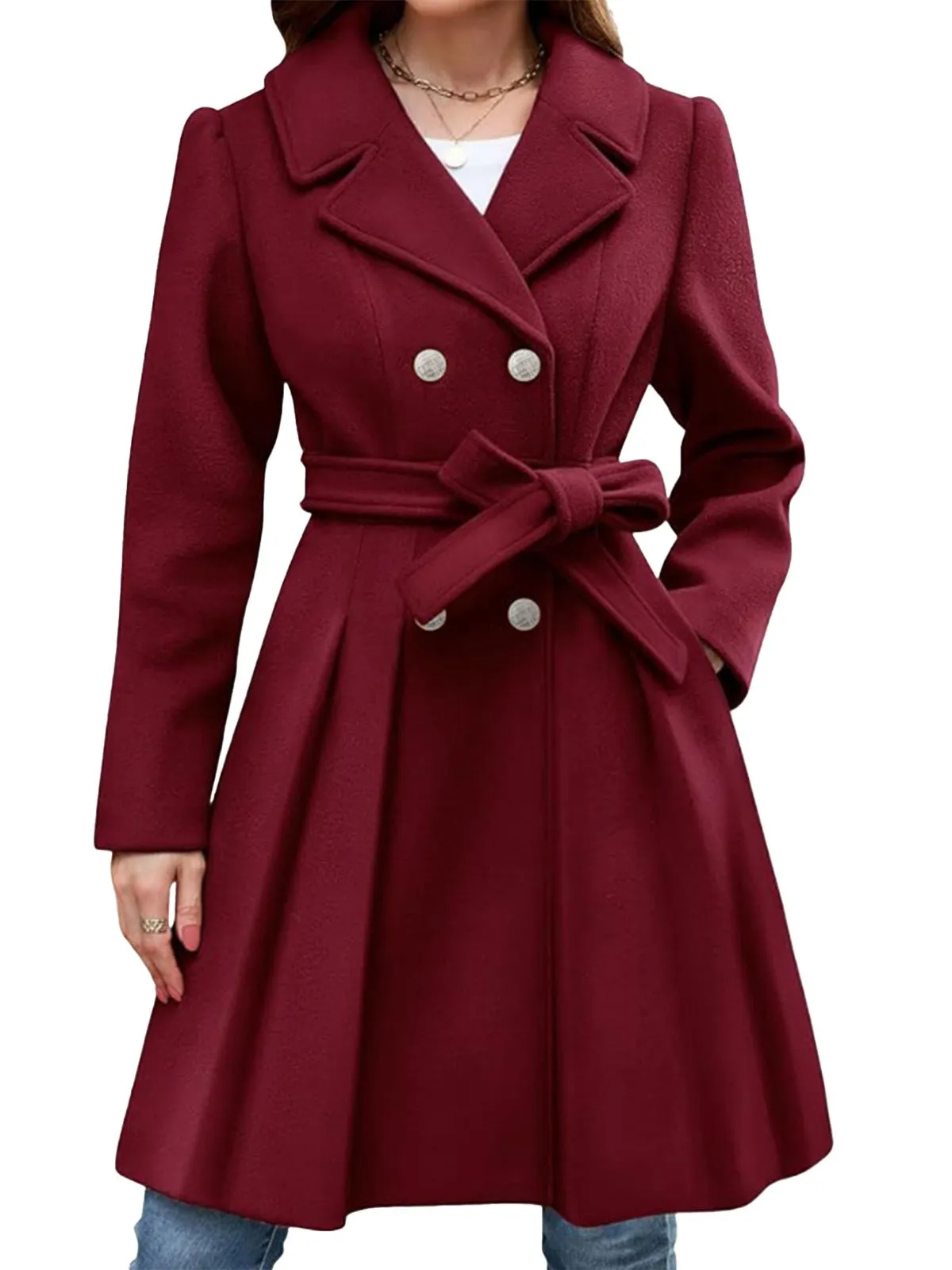 1950s Solid Notched Collar Double-Breasted Coat sold by Retro Stage product image thumbnail 4