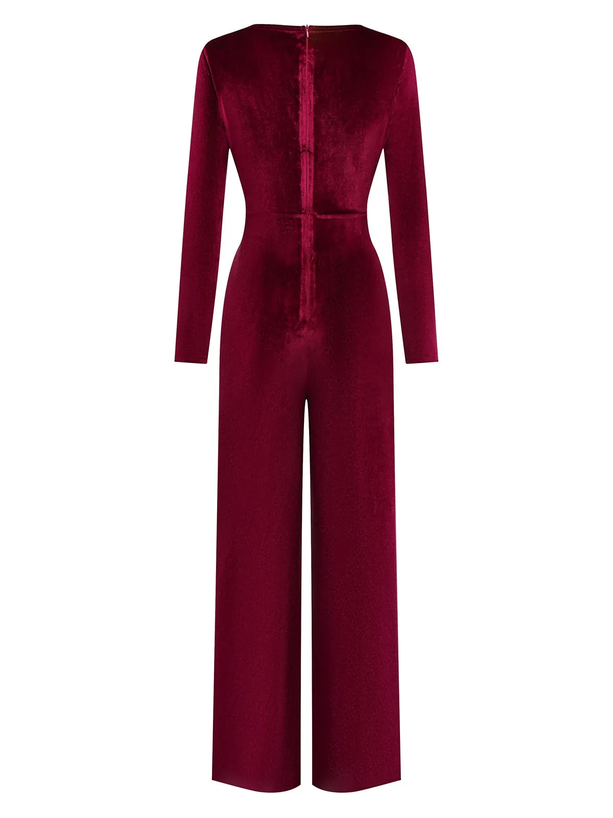 1970s Velvet Deep V-Neck Long Sleeve Jumpsuit sold by Retro Stage product image thumbnail 2