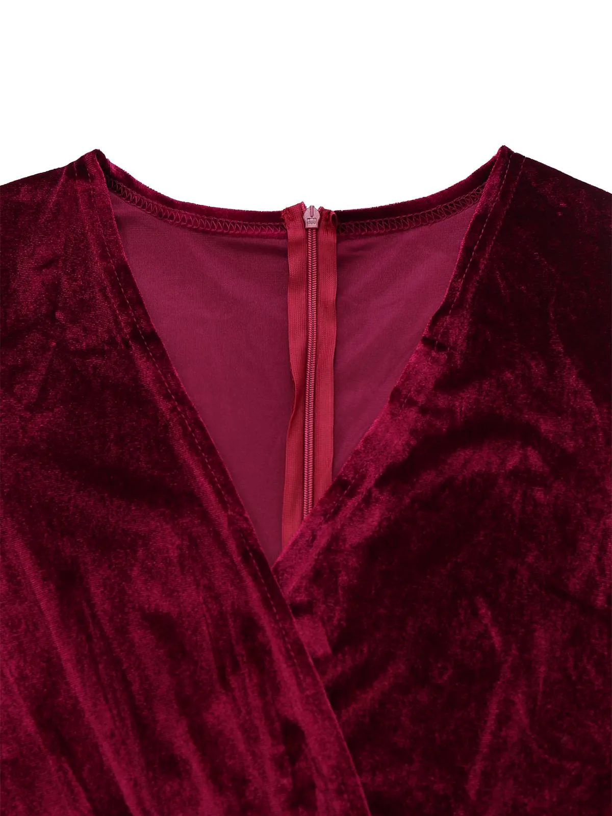 1970s Velvet Deep V-Neck Long Sleeve Jumpsuit sold by Retro Stage product image thumbnail 3