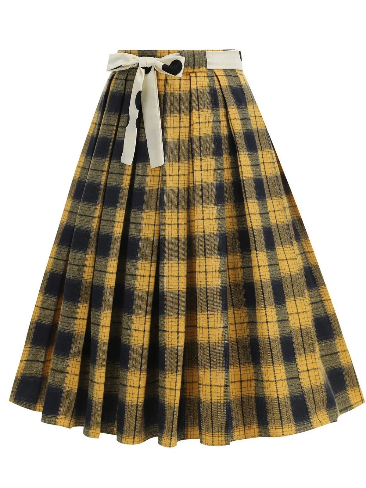 1950s Polka Dot Belt Plaid Pleated Skirt sold by Retro Stage product image thumbnail 4