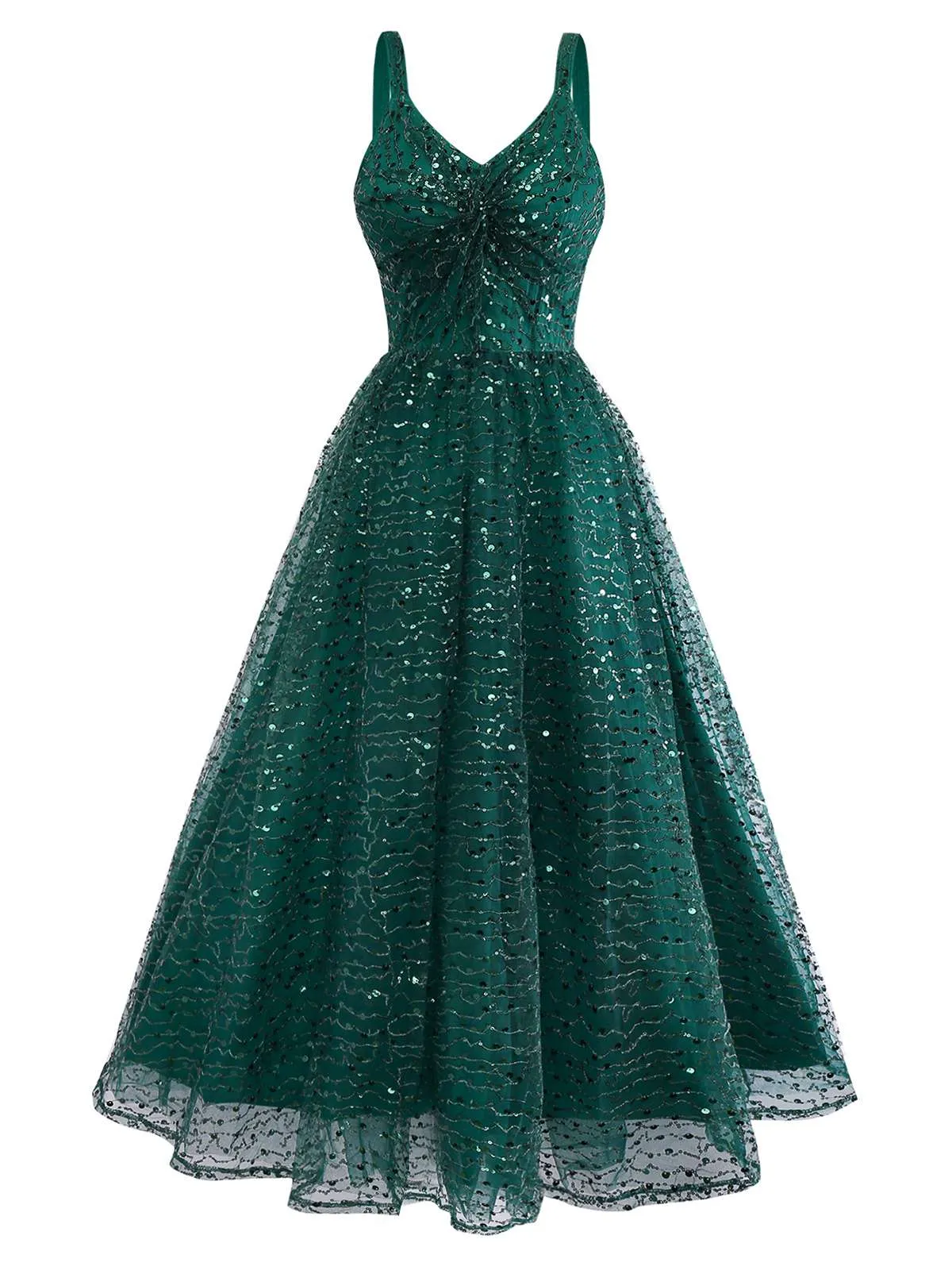 Green 1930s Twisted Sequin Mesh Dress sold by Retro Stage product image thumbnail 2