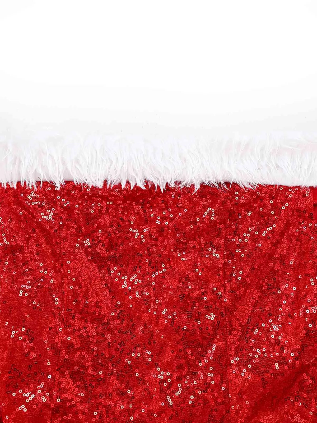 Red 1970s Christmas Sequined Off-Shoulder Plush Trim Dress sold by Retro Stage product image thumbnail 5
