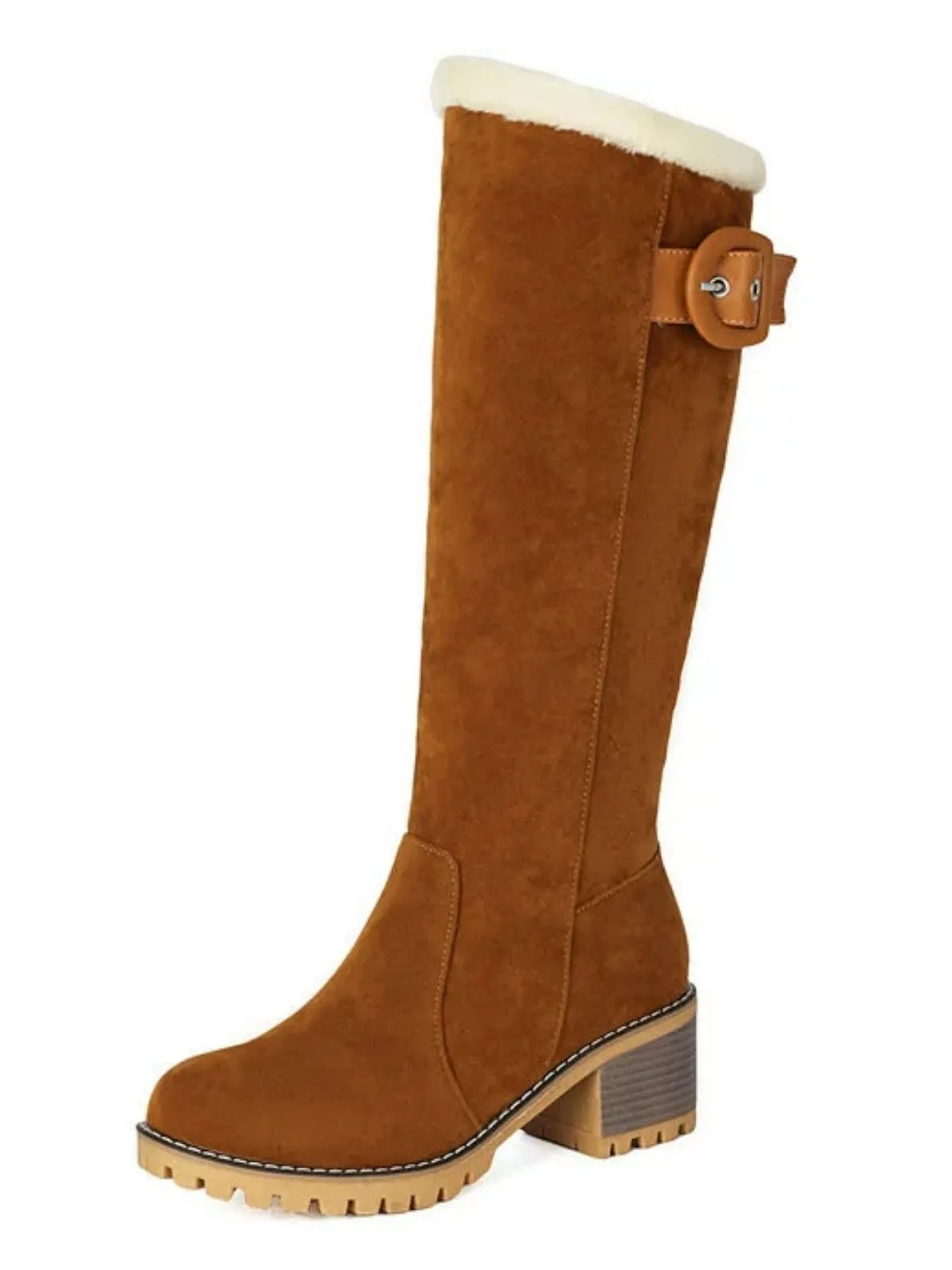 Suede buckle Faux Fur Knee-High Boots sold by Retro Stage product image thumbnail 2