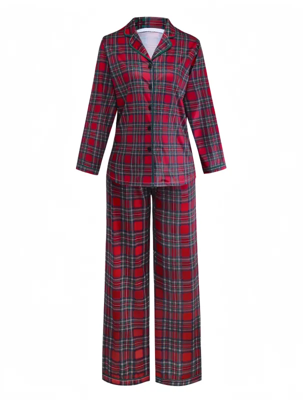 Red 1940s Christmas Plaid Pajama Set sold by Retro Stage