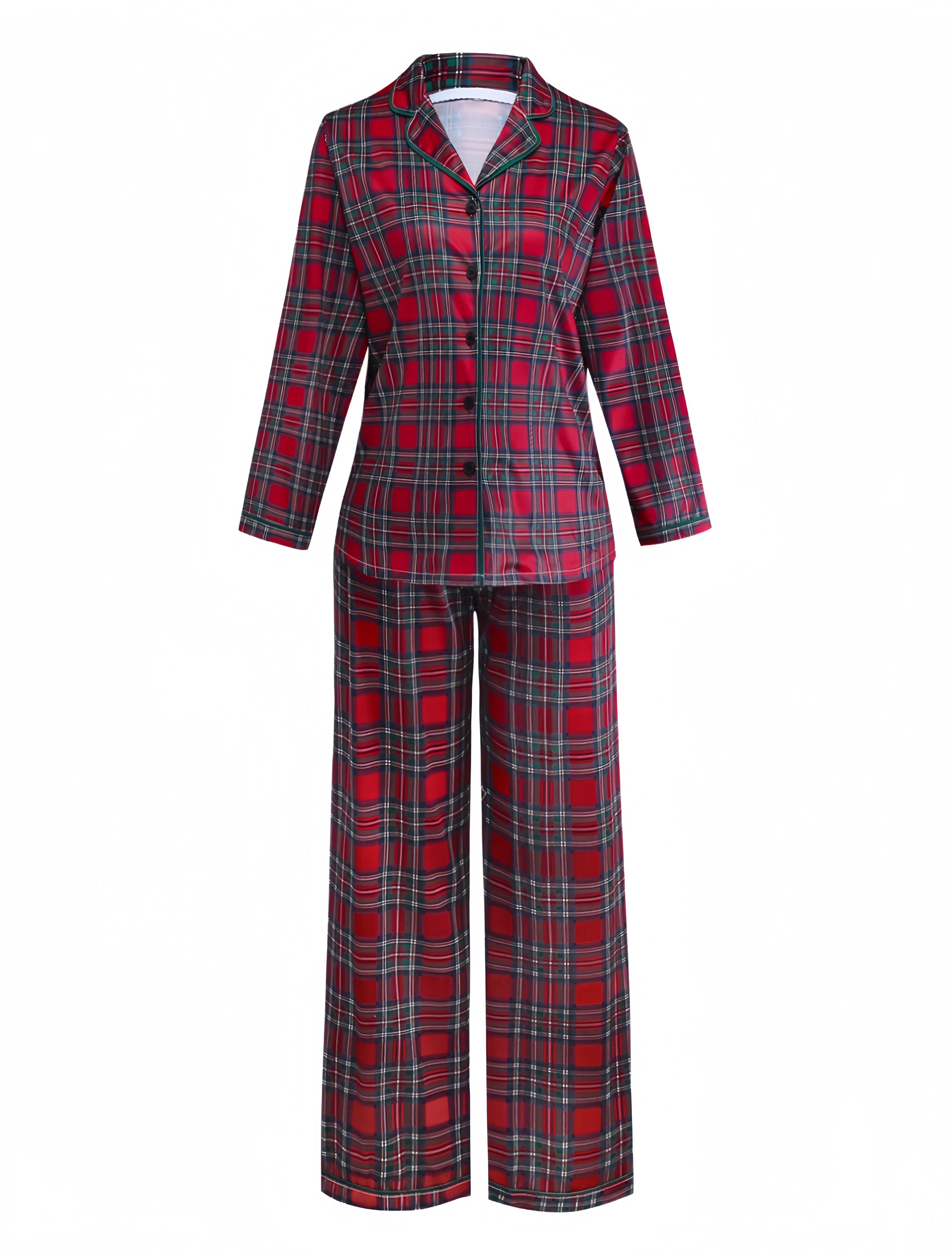 Red 1940s Christmas Plaid Pajama Set sold by Retro Stage