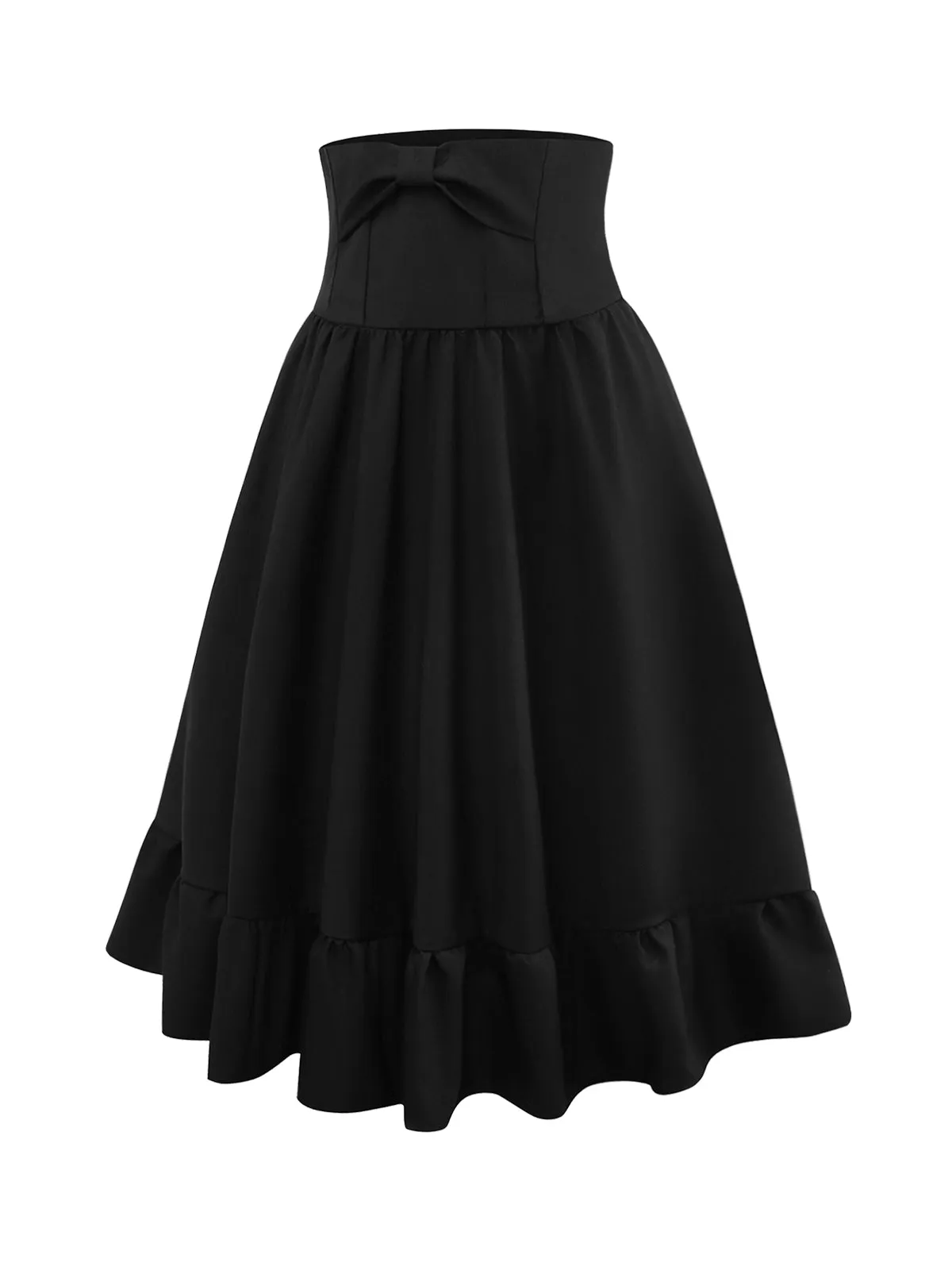 Black 1950s Bow Decor Solid Skirt sold by Retro Stage product image thumbnail 4