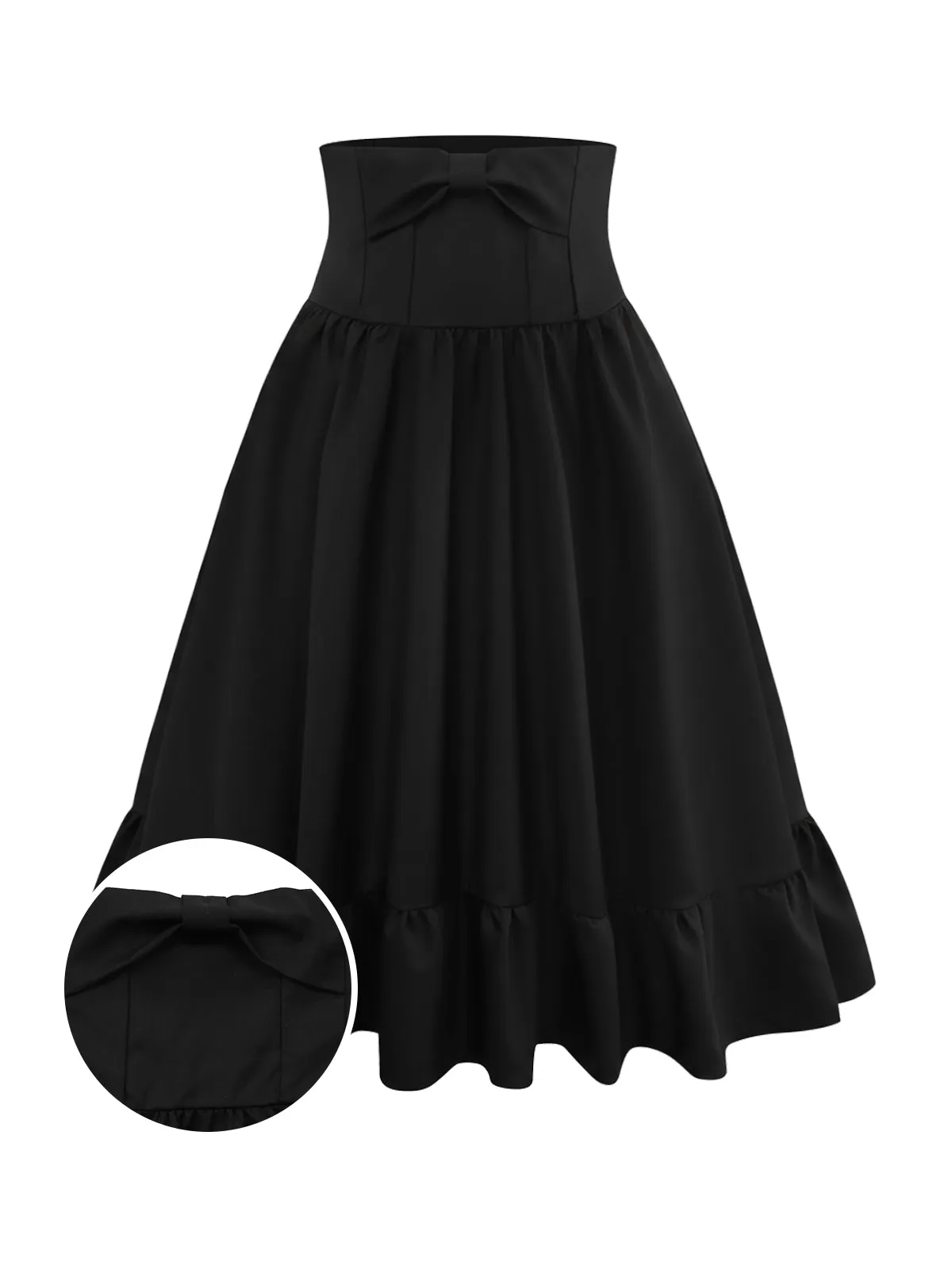 Black 1950s Bow Decor Solid Skirt sold by Retro Stage product image thumbnail 2