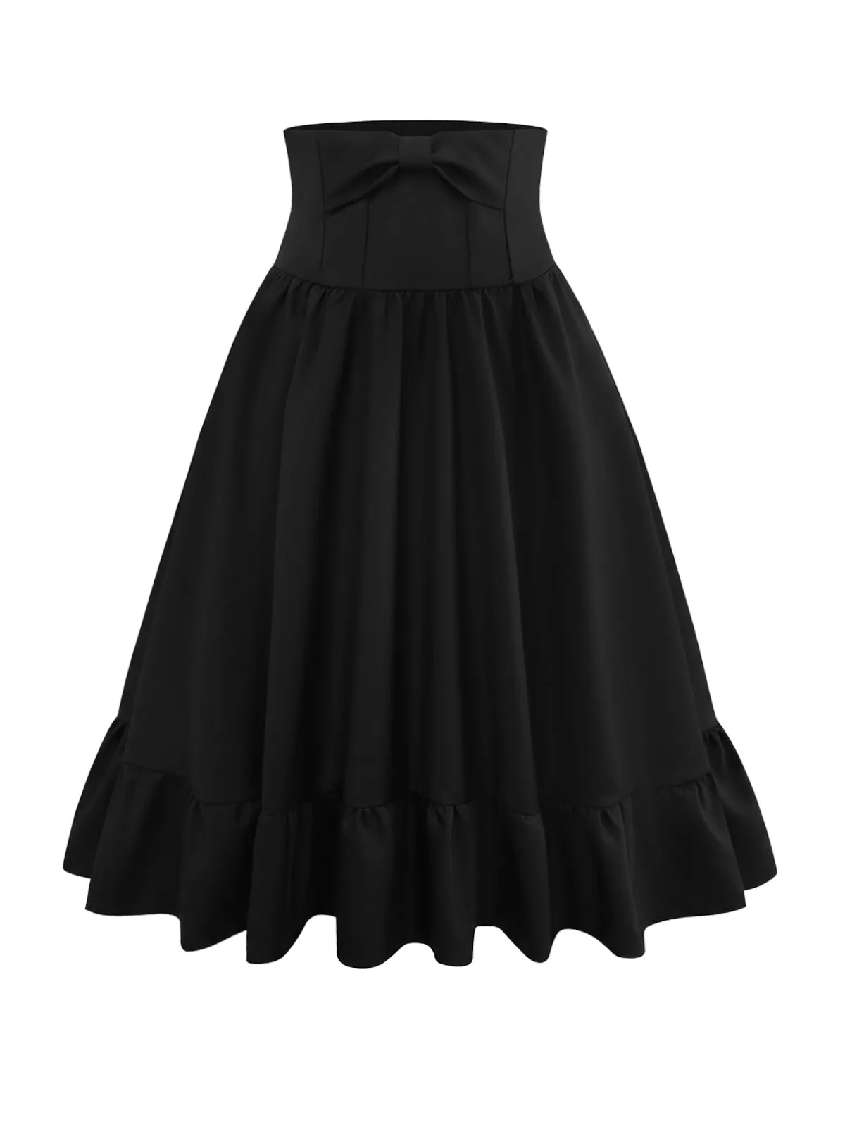 Black 1950s Bow Decor Solid Skirt sold by Retro Stage product image thumbnail 3