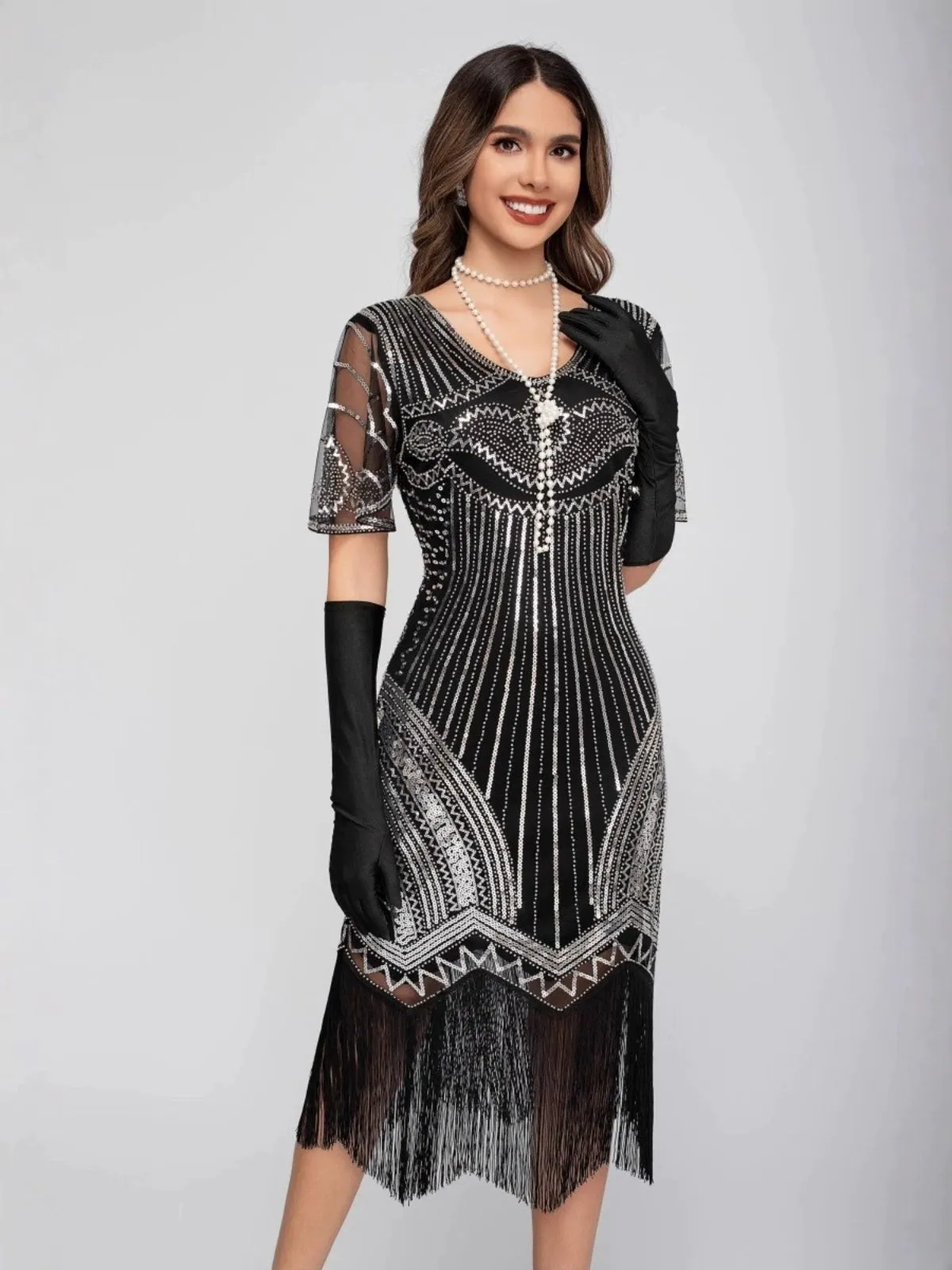 1920s Scoop Neck Sequin Tassels Charleston Dress sold by Retro Stage product image thumbnail 5