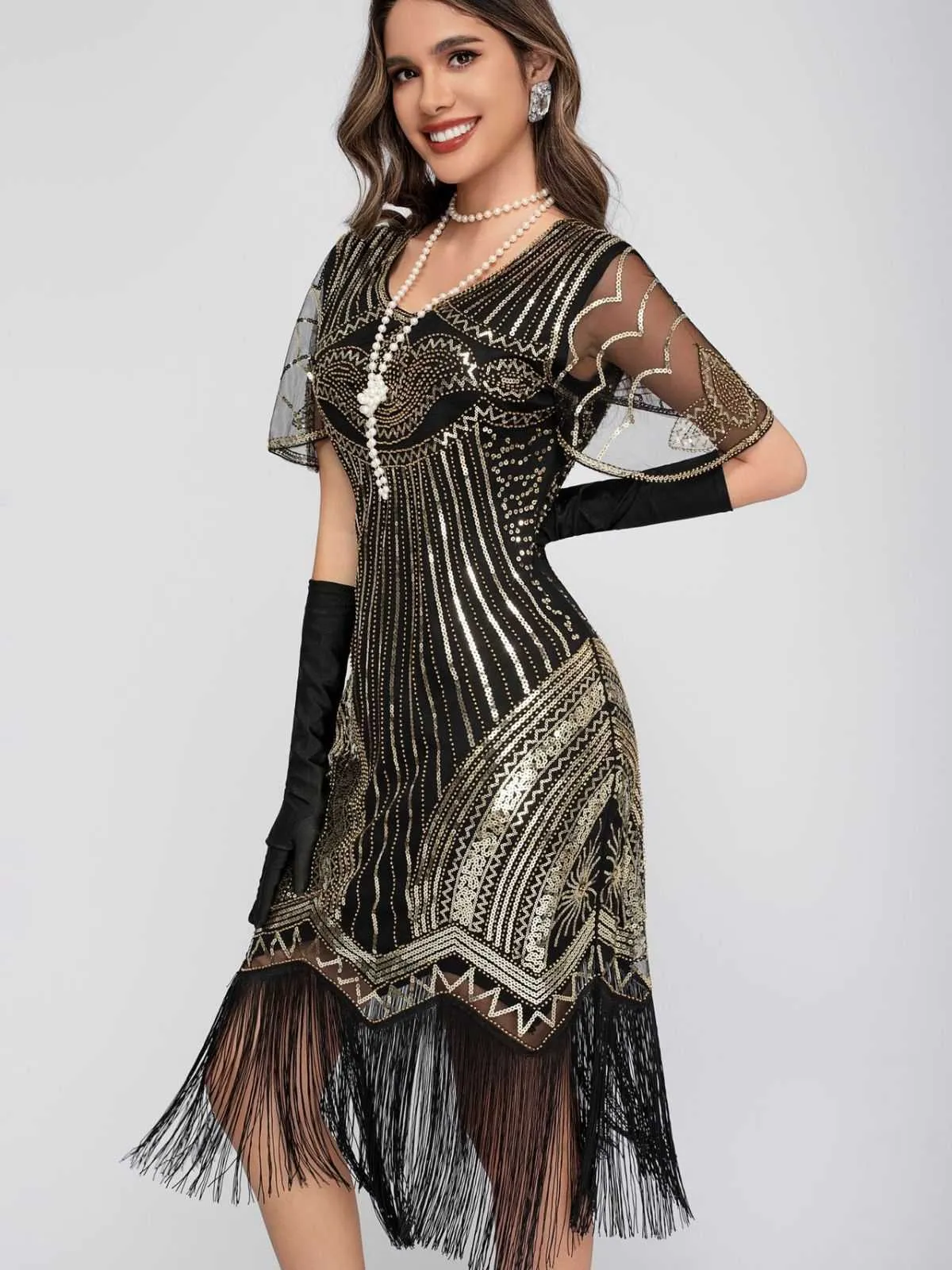 1920s Scoop Neck Sequin Tassels Charleston Dress sold by Retro Stage product image thumbnail 4