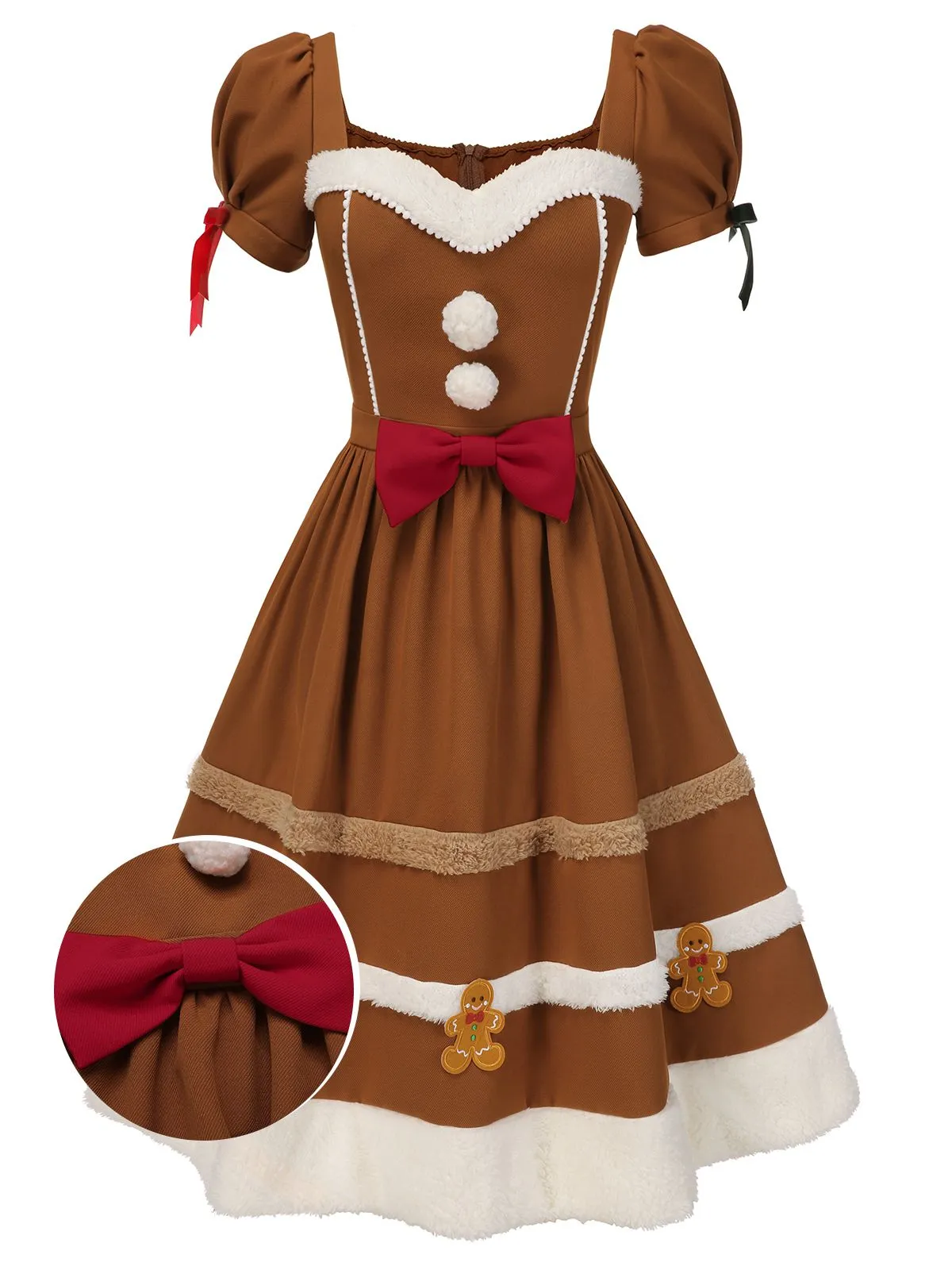 Turmeric 1950s Gingerbread Man Plush Trim Dress sold by Retro Stage product image thumbnail 2