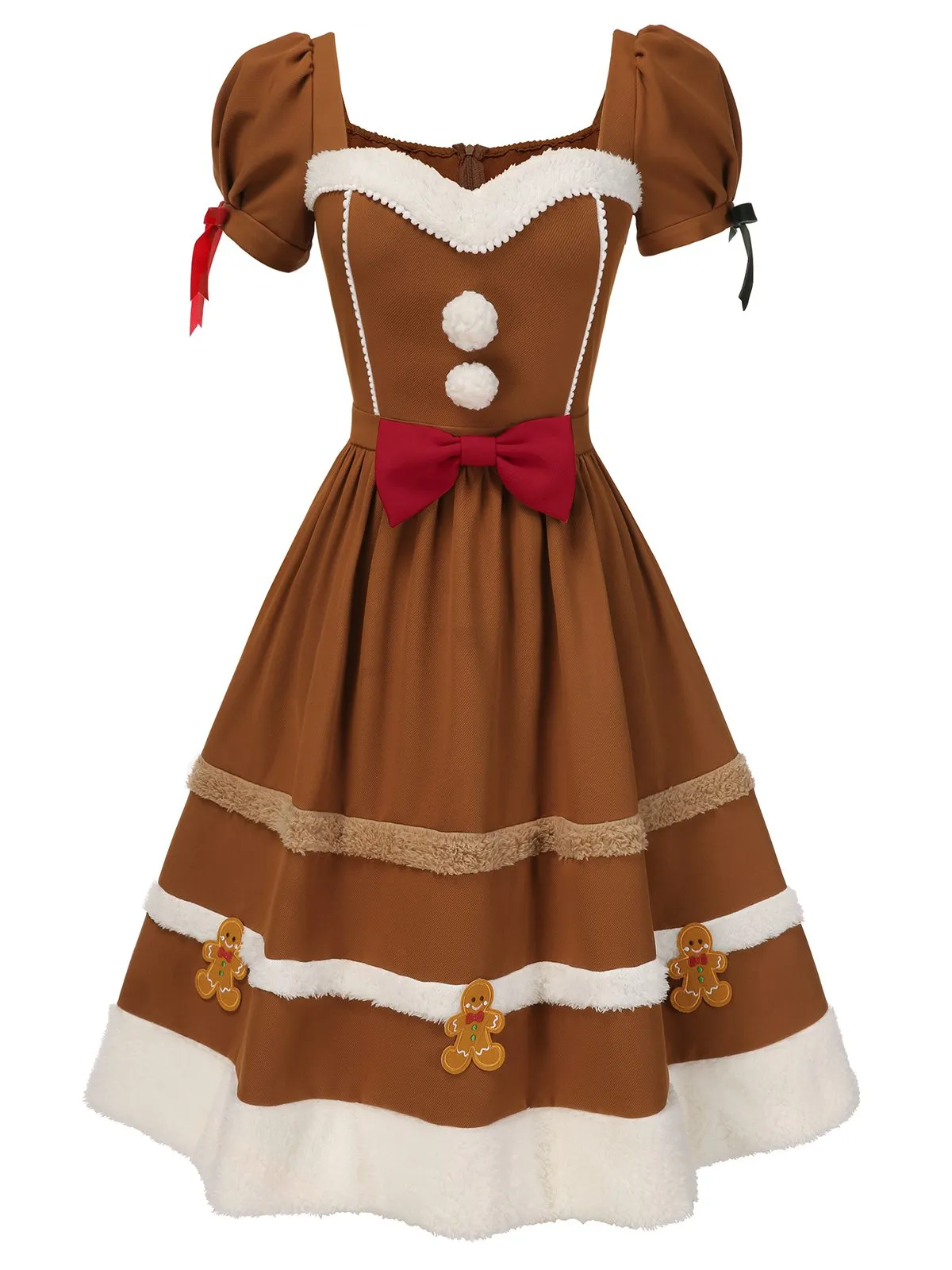 Turmeric 1950s Gingerbread Man Plush Trim Dress sold by Retro Stage product image thumbnail 3