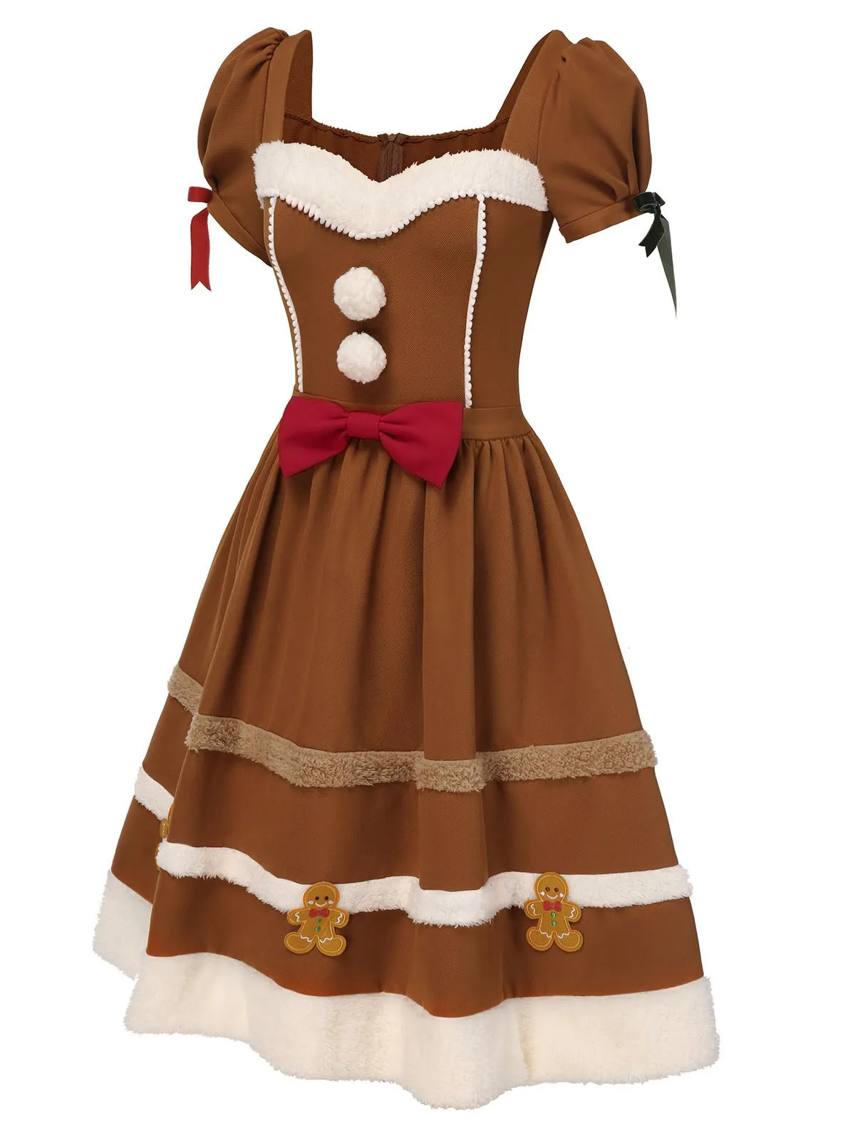 Turmeric 1950s Gingerbread Man Plush Trim Dress sold by Retro Stage product image thumbnail 4