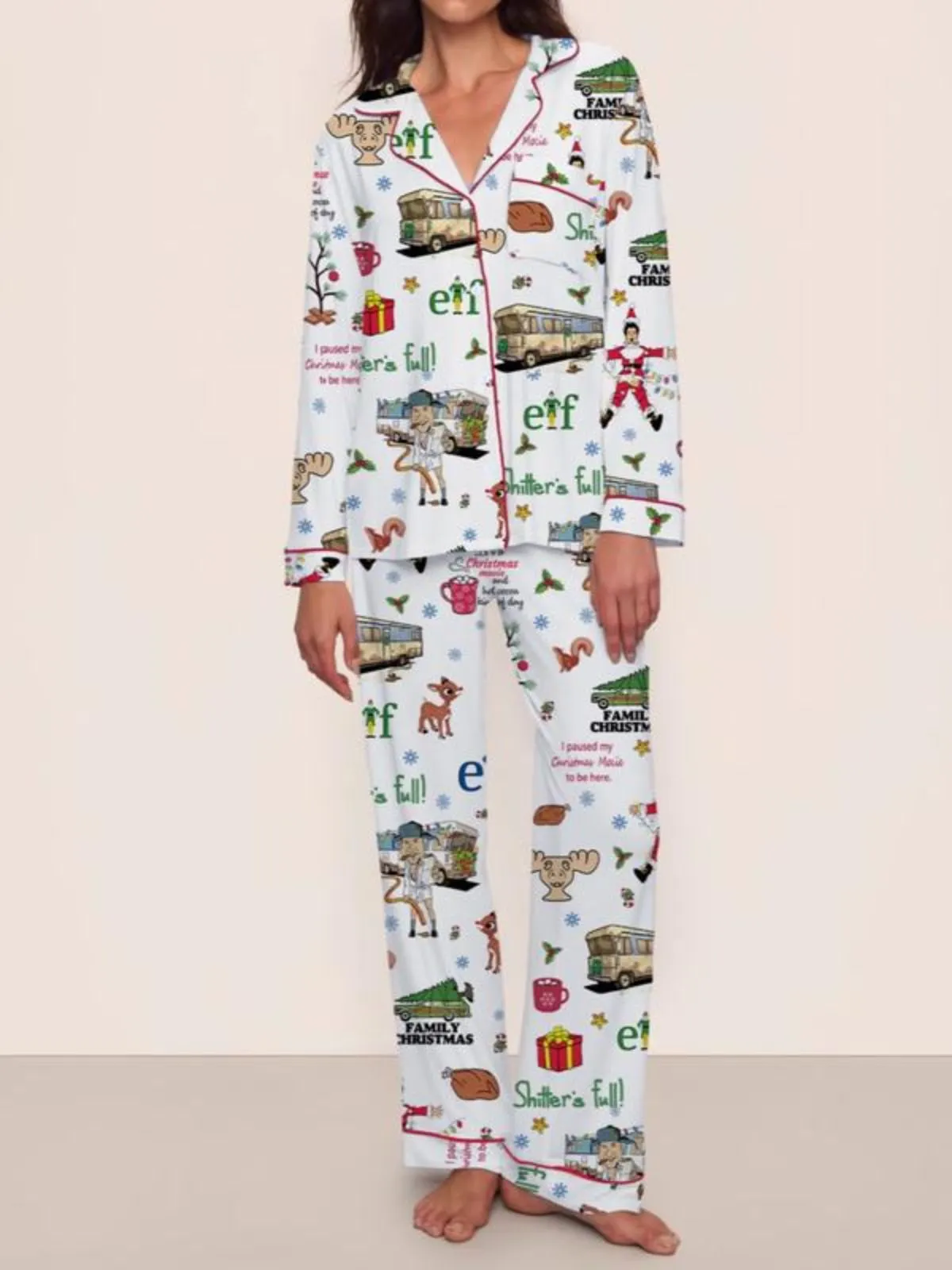 1980s Christmas Print Pajama Set sold by Retro Stage product image thumbnail 2