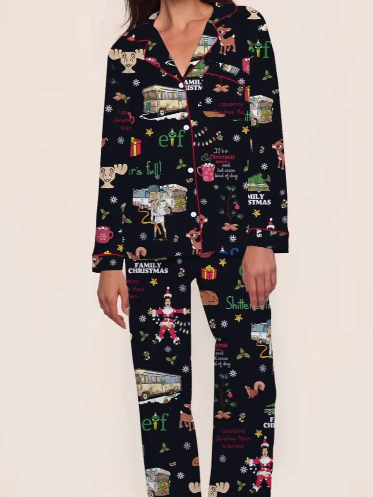 1980s Christmas Print Pajama Set sold by Retro Stage product image thumbnail 4