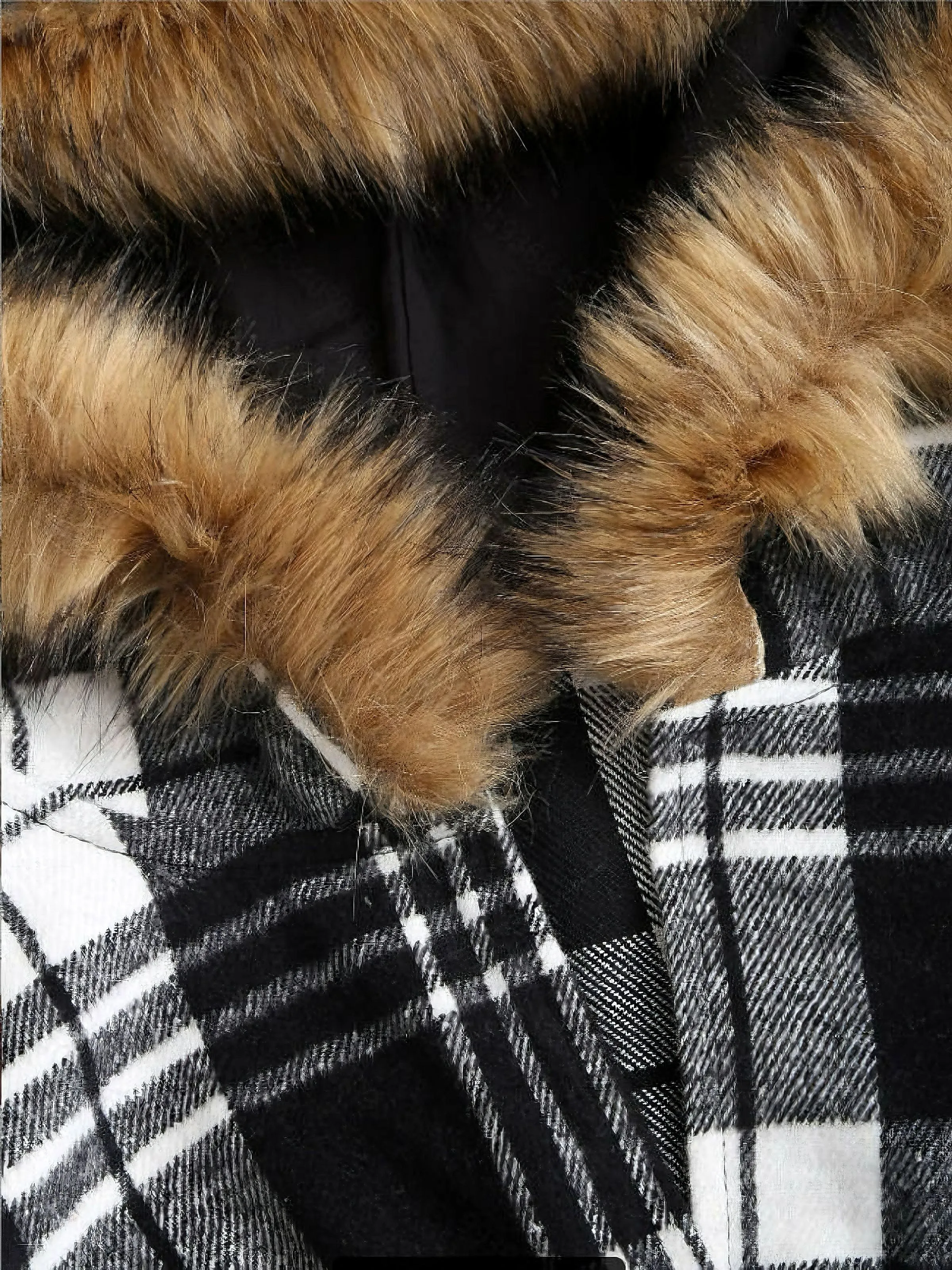 1940s Plaid Toggle Faux Fur Trim Hooded Coat sold by Retro Stage product image thumbnail 5