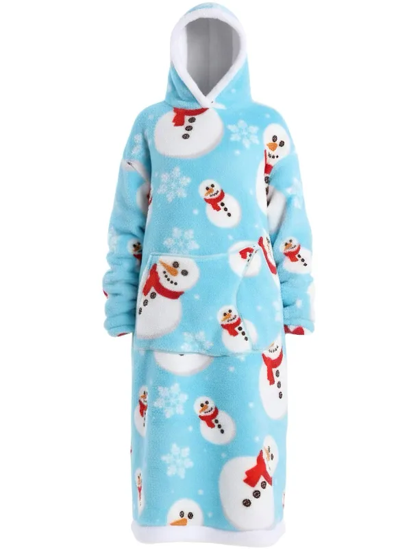 1970s Christmas Snowman Wearable Blanket Hoodie Lougewear sold by Retro Stage