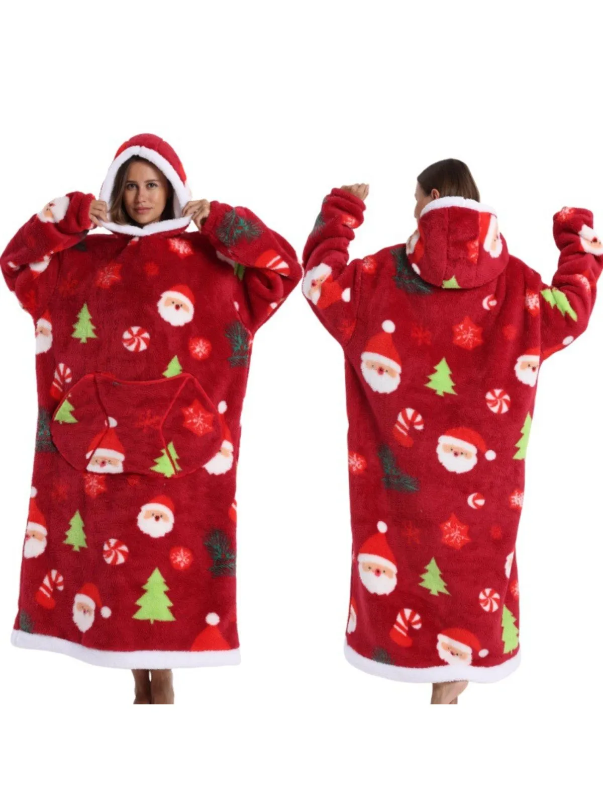 1970s Christmas Santa Wearable Blanket Hoodie Lougewear sold by Retro Stage product image thumbnail 3