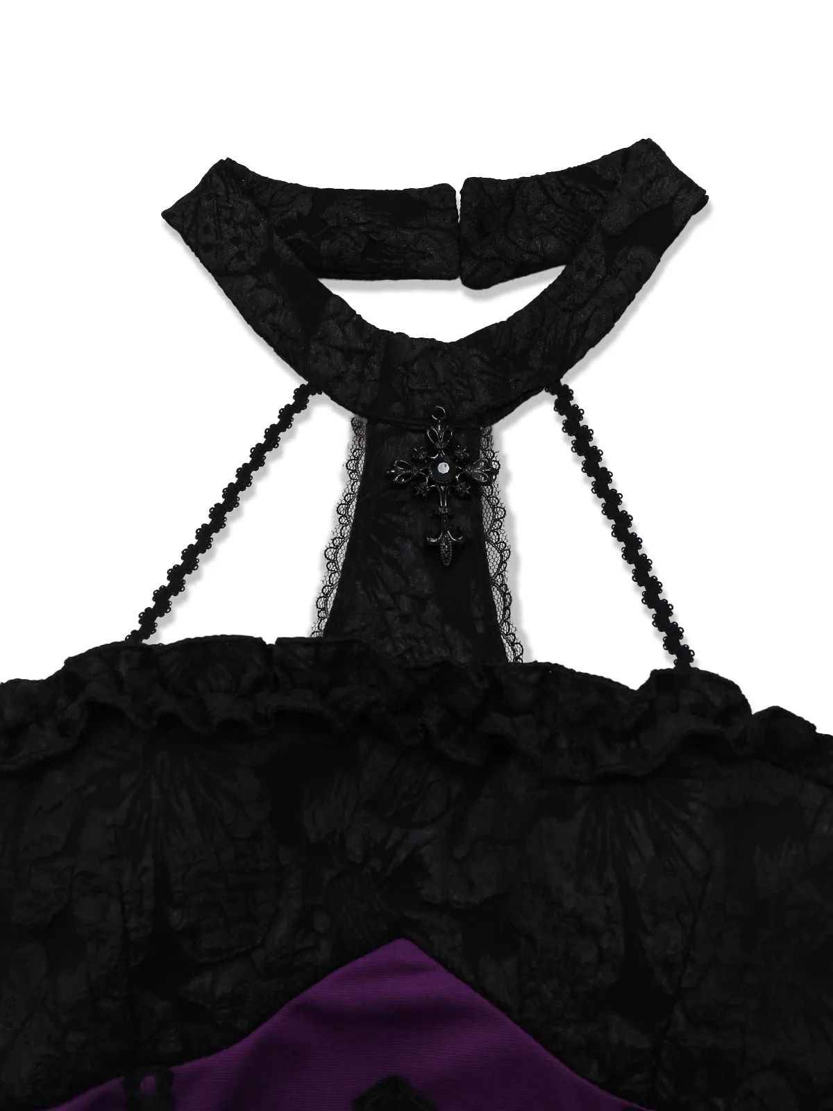 2PCS Purple 1980s Gothic Cross Witch Top & Skirt sold by Retro Stage product image thumbnail 5