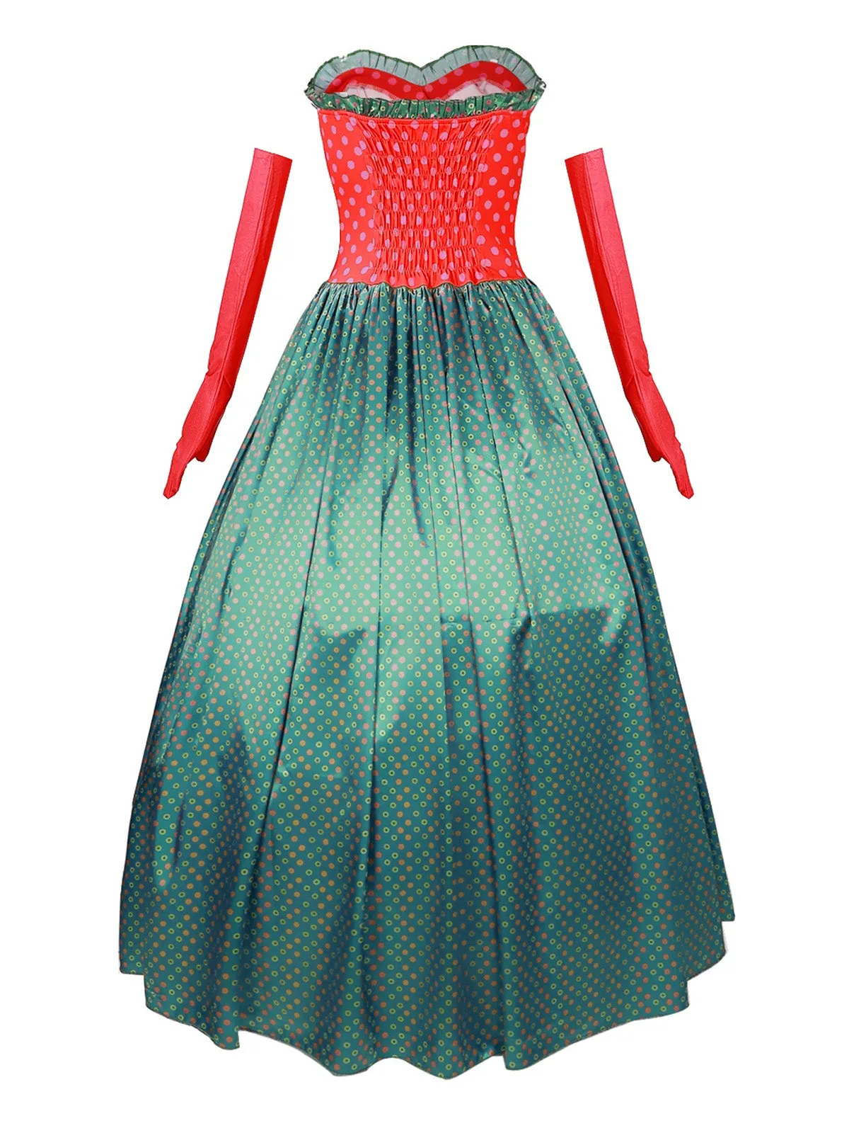 Green Grinch Martha Cosplay Polka Dot Strapless Dress sold by Retro Stage product image thumbnail 4