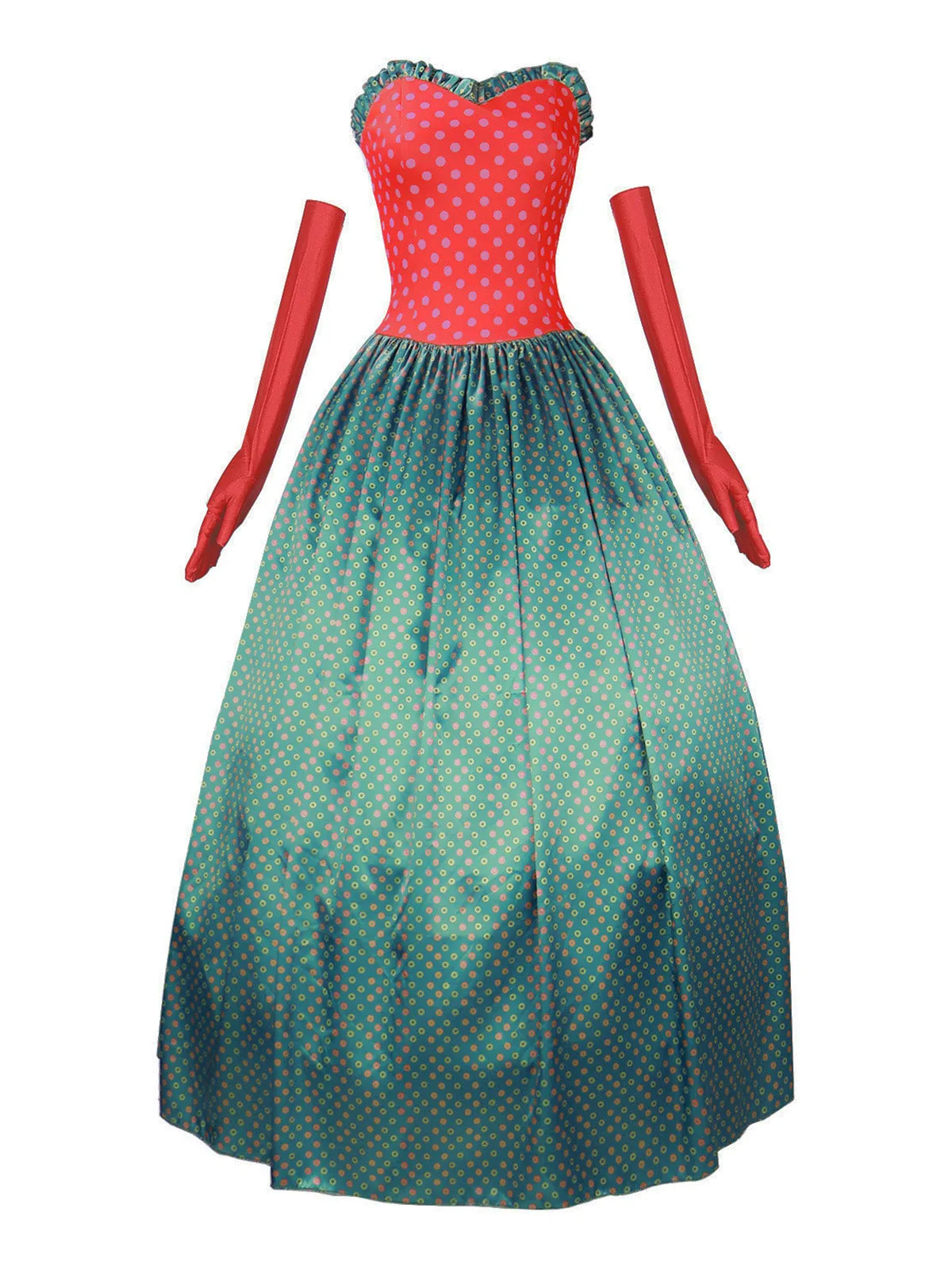 Green Grinch Martha Cosplay Polka Dot Strapless Dress sold by Retro Stage product image thumbnail 2