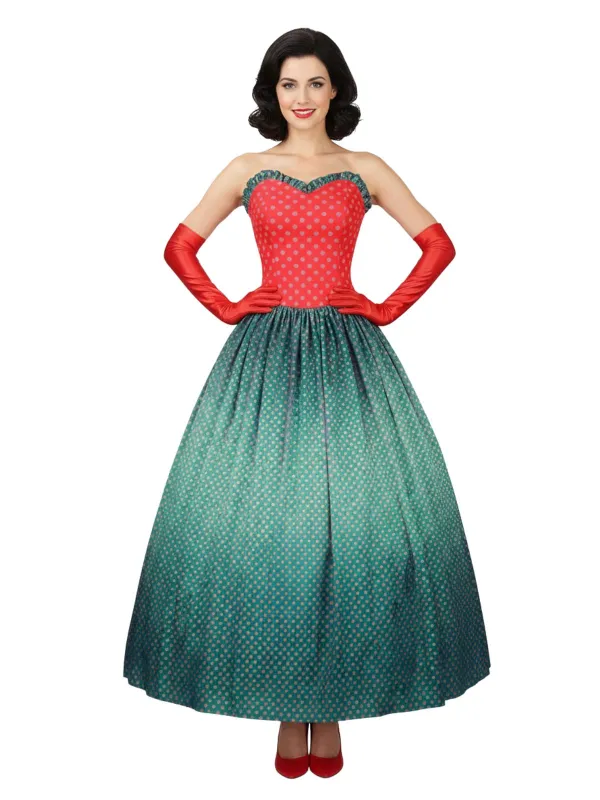 Green Grinch Martha Cosplay Polka Dot Strapless Dress sold by Retro Stage