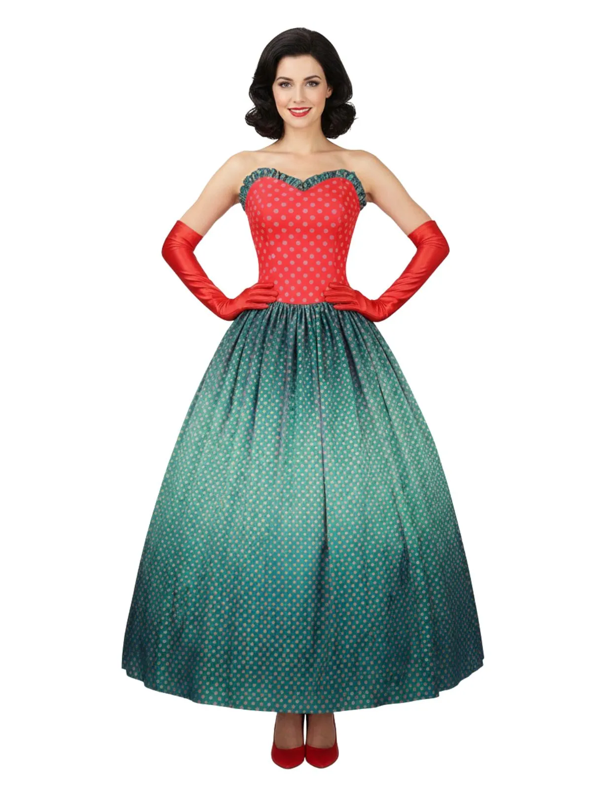 Green Grinch Martha Cosplay Polka Dot Strapless Dress sold by Retro Stage