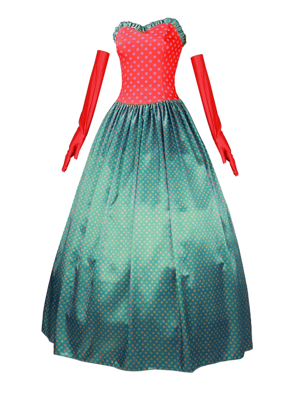 Green Grinch Martha Cosplay Polka Dot Strapless Dress sold by Retro Stage product image thumbnail 3