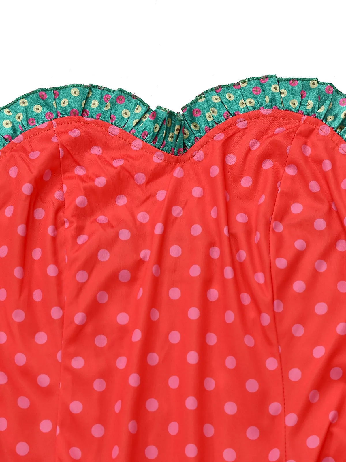 Green Grinch Martha Cosplay Polka Dot Strapless Dress sold by Retro Stage product image thumbnail 5