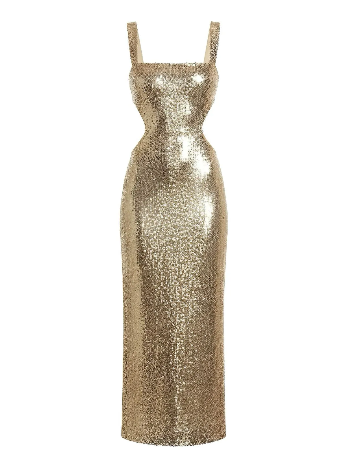 Gold Sequined Backless Evening Maxi Dress sold by Retro Stage product image thumbnail 3