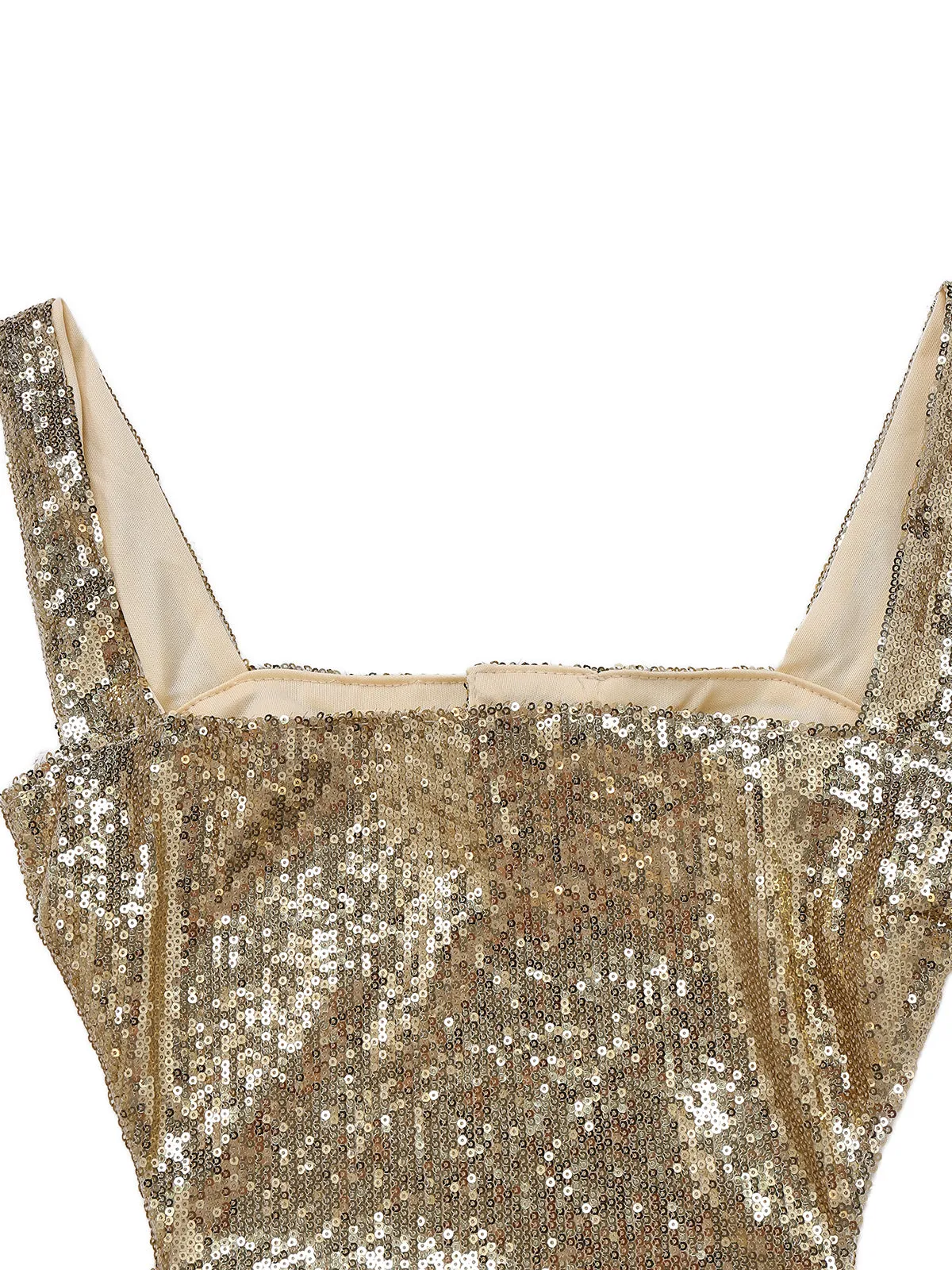 Gold Sequined Backless Evening Maxi Dress sold by Retro Stage product image thumbnail 5