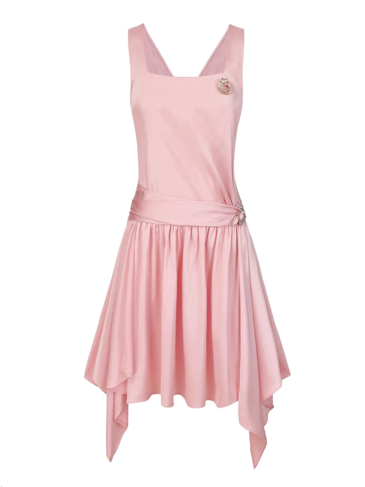 Light Pink 1920s Satin Square Neck Back Bow Dress sold by Retro Stage product image thumbnail 4