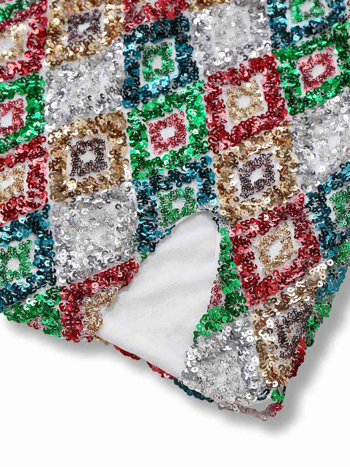 Multicolor 1970s Argyle Sequined Bodycon Dress sold by Retro Stage product image thumbnail 5