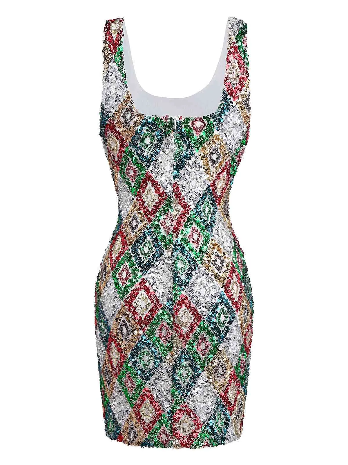 Multicolor 1970s Argyle Sequined Bodycon Dress sold by Retro Stage product image thumbnail 2