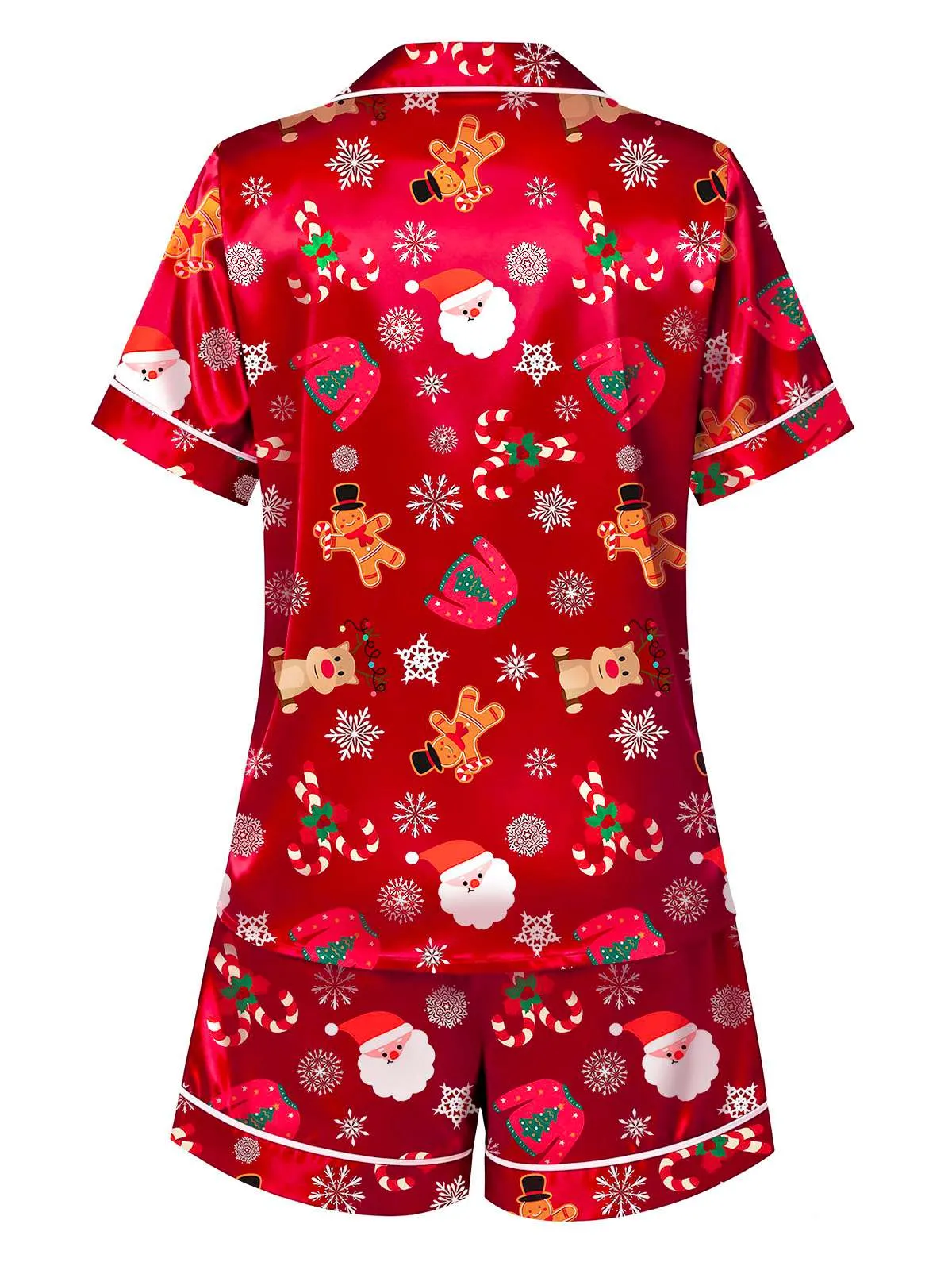 Red 1950s Lapel Christmas Print Pajama Set sold by Retro Stage product image thumbnail 2