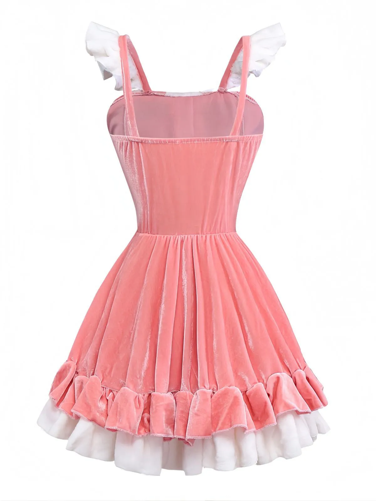 Pink 1970s Christmas Velvet Ruffle Bunny Girl Dress Set sold by Retro Stage product image thumbnail 4