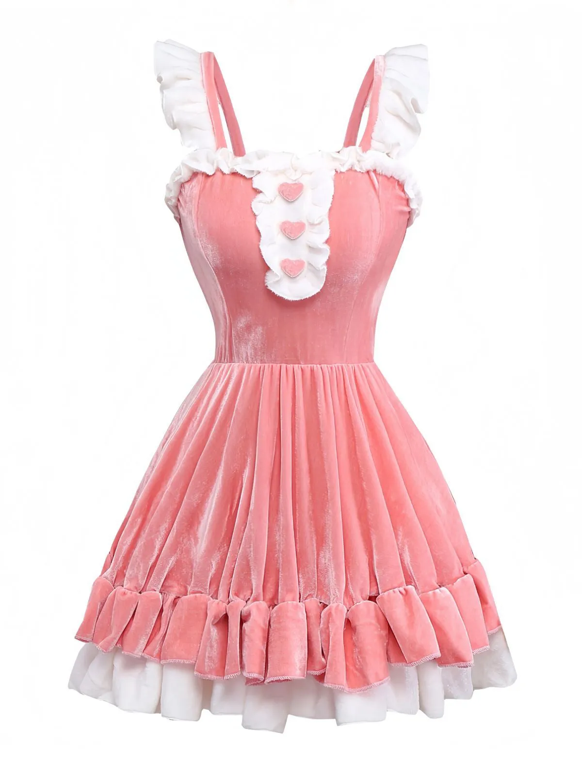 Pink 1970s Christmas Velvet Ruffle Bunny Girl Dress Set sold by Retro Stage product image thumbnail 3
