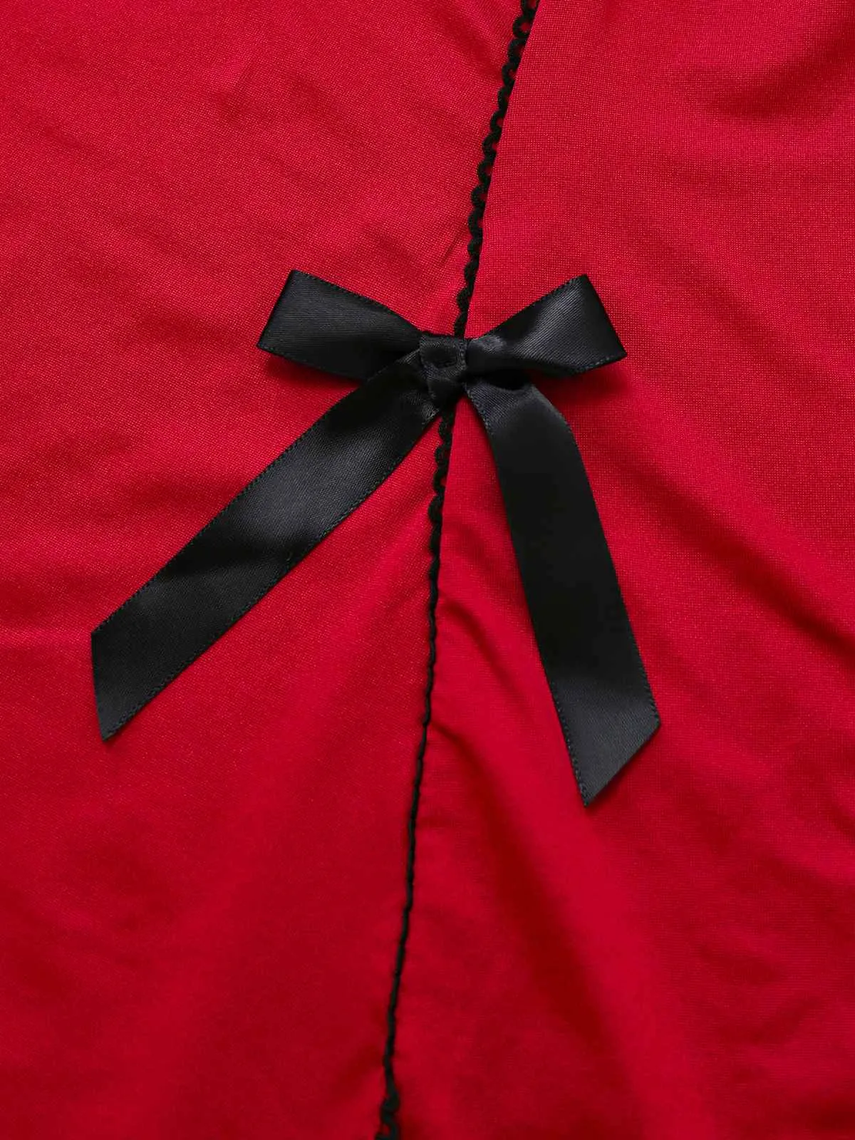 Red 1960s Bow Lace Patchwork Ruffled Nightgown sold by Retro Stage product image thumbnail 5