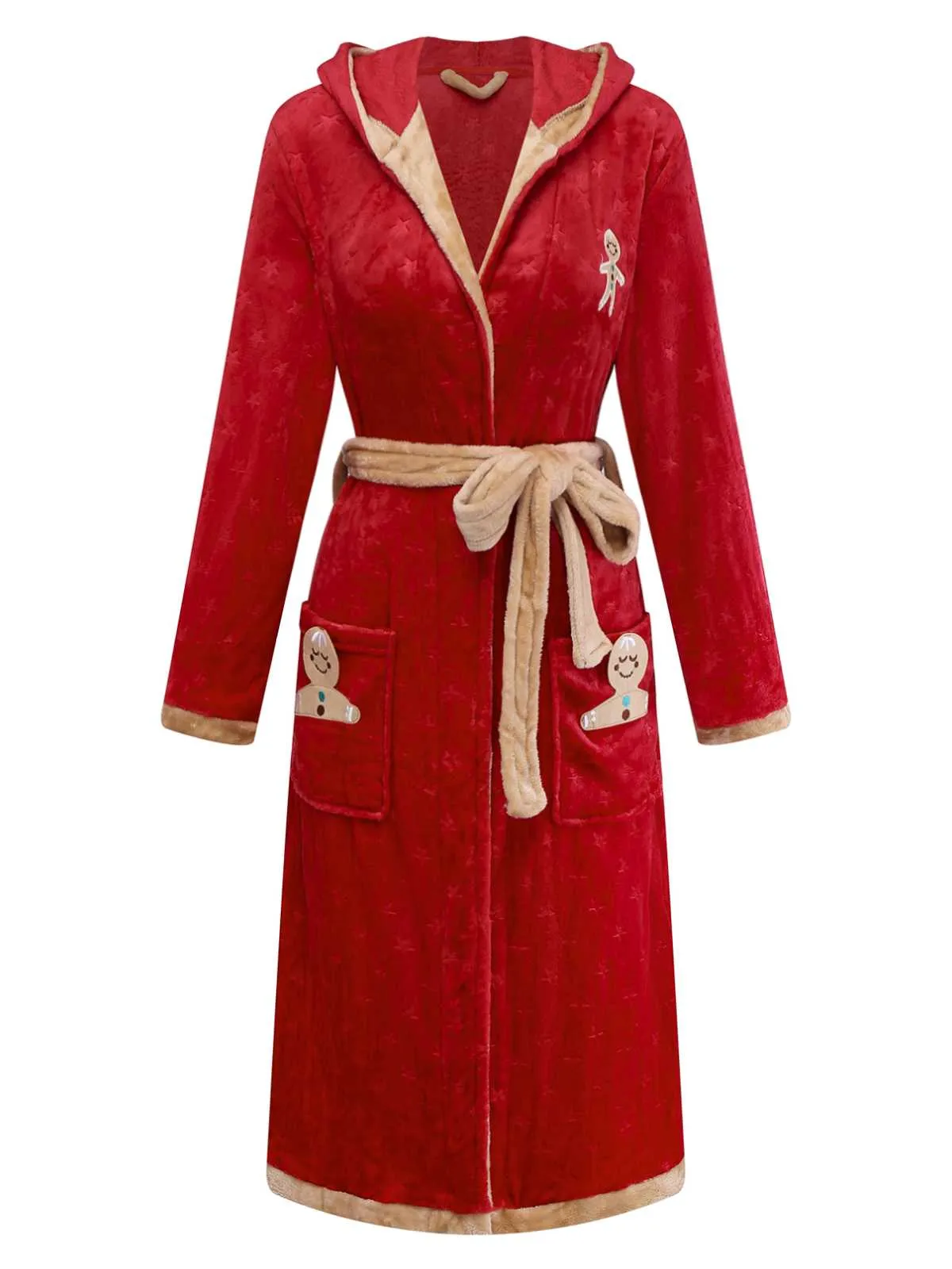 1940s Christmas Gingerbread Hooded Flannel Robe sold by Retro Stage product image thumbnail 2