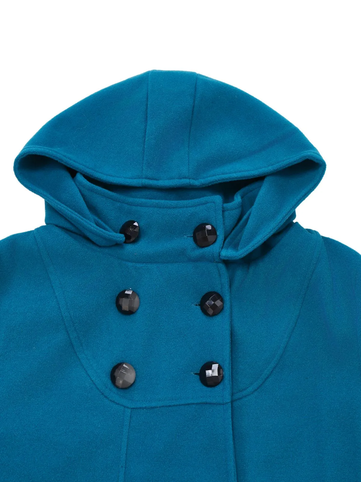 Blue 1930s Solid Faux-Wool Hooded Coat sold by Retro Stage product image thumbnail 3