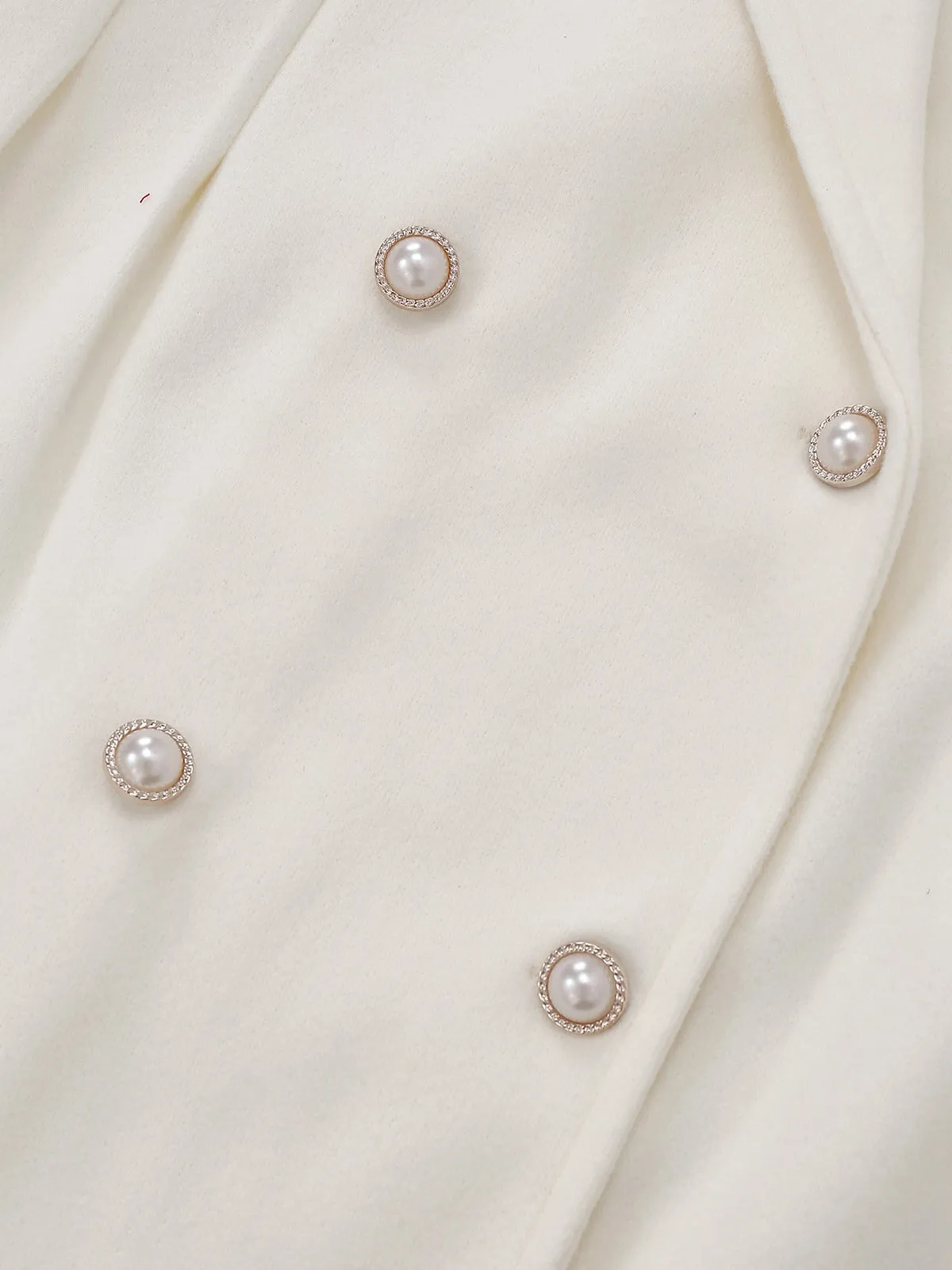 White 1940s Pearl Button Faux-Wool Coat sold by Retro Stage product image thumbnail 4