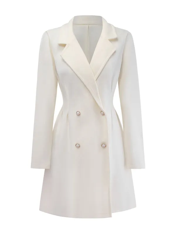 White 1940s Pearl Button Faux-Wool Coat sold by Retro Stage